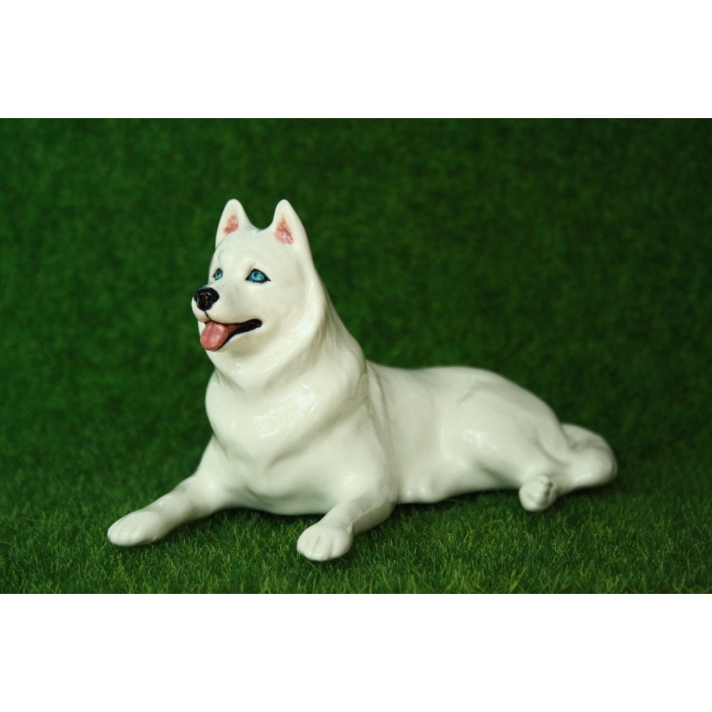Husky dog porcelain figurine handmade statuette Inspire Uplift