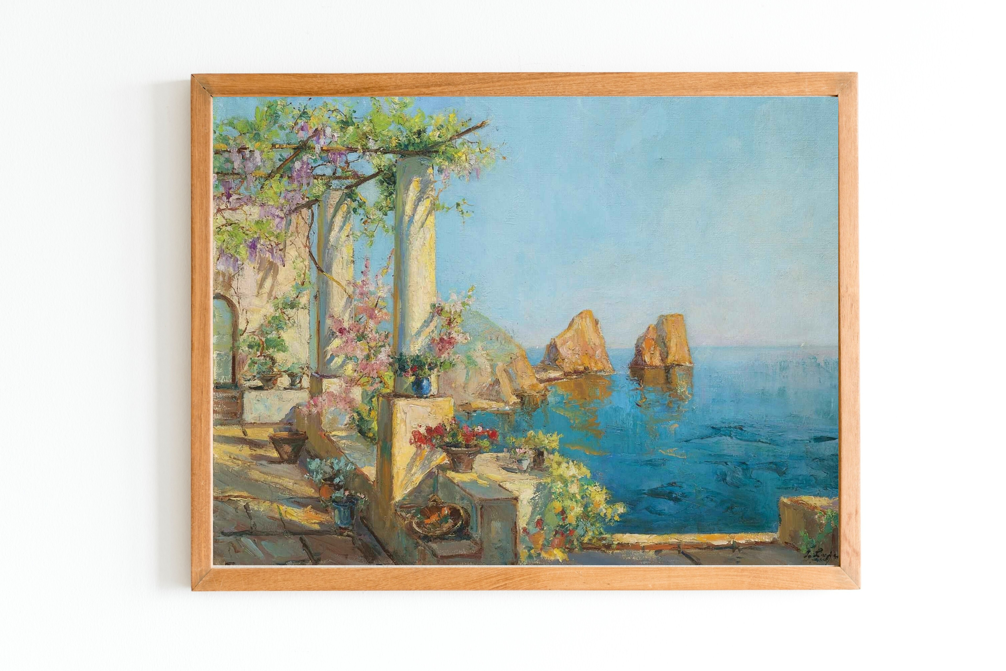 CANVAS ART PRINT Vintage Capri Oil Painting Italian Deco Inspire Uplift
