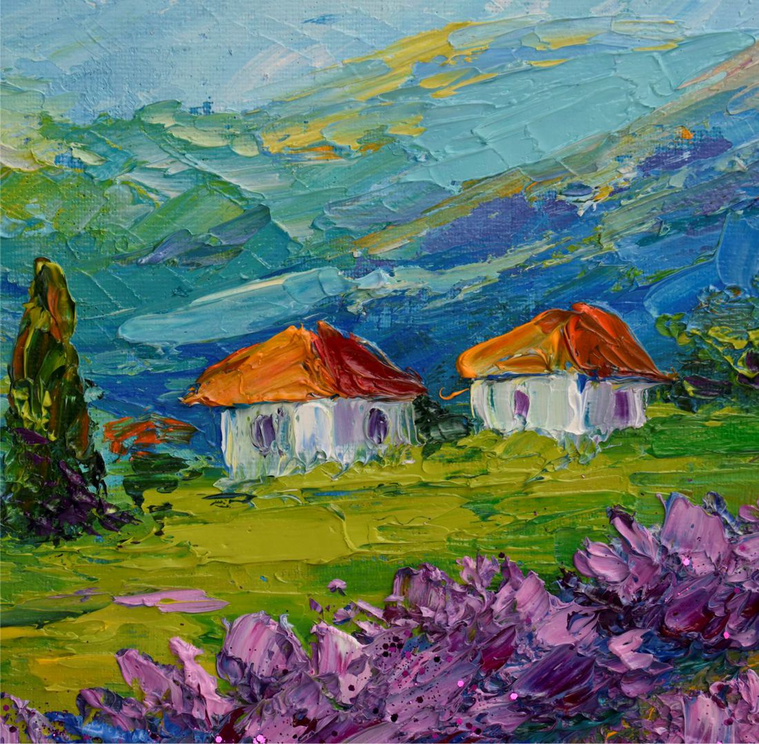 Tuscany painting Lavender field original art landscape artwo - Inspire ...