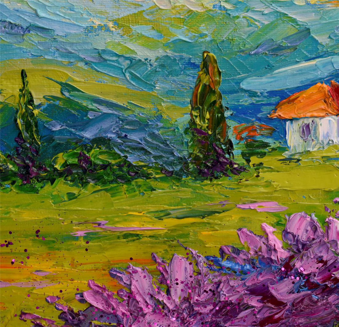 Tuscany painting Lavender field original art landscape artwo - Inspire ...