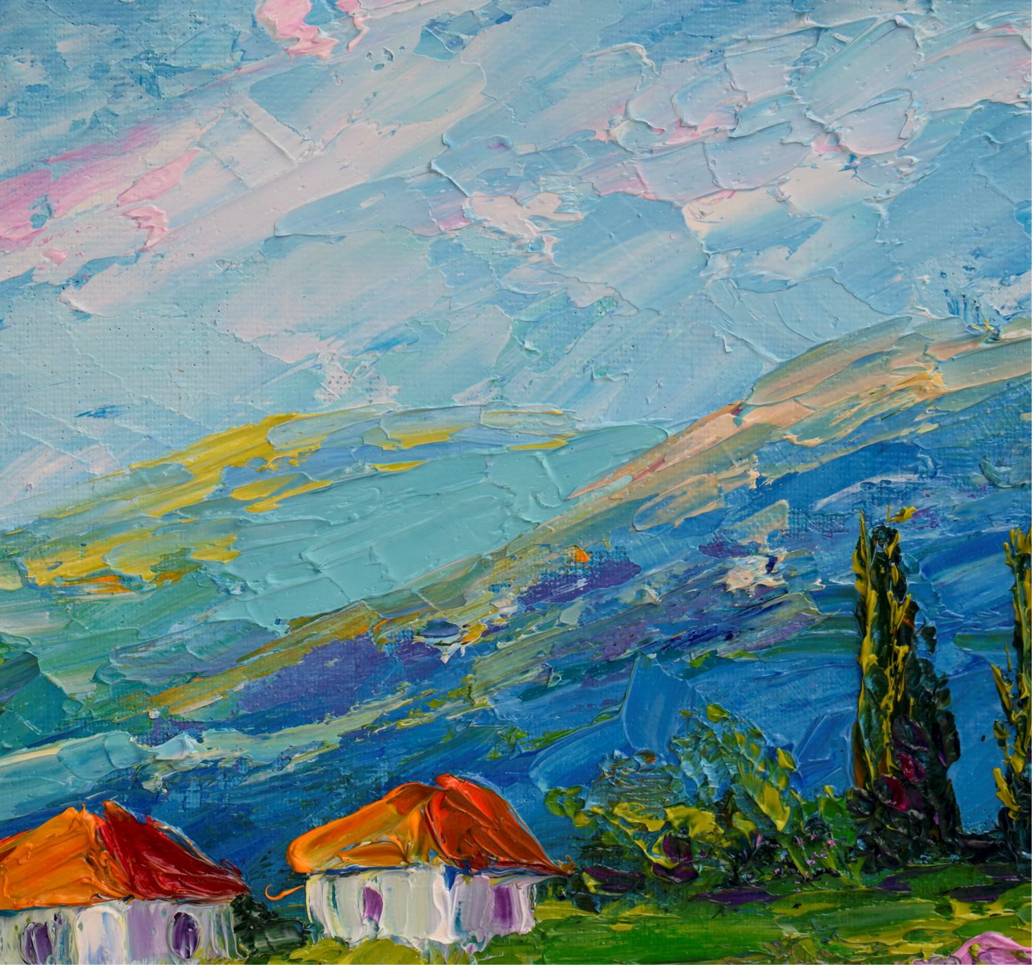 Tuscany painting Lavender field original art landscape artwo - Inspire ...