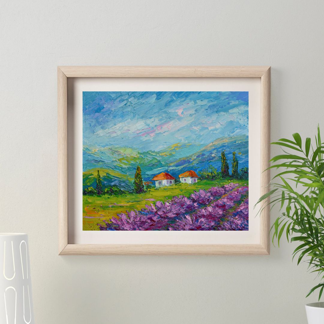 Tuscany painting Lavender field original art landscape artwo - Inspire ...