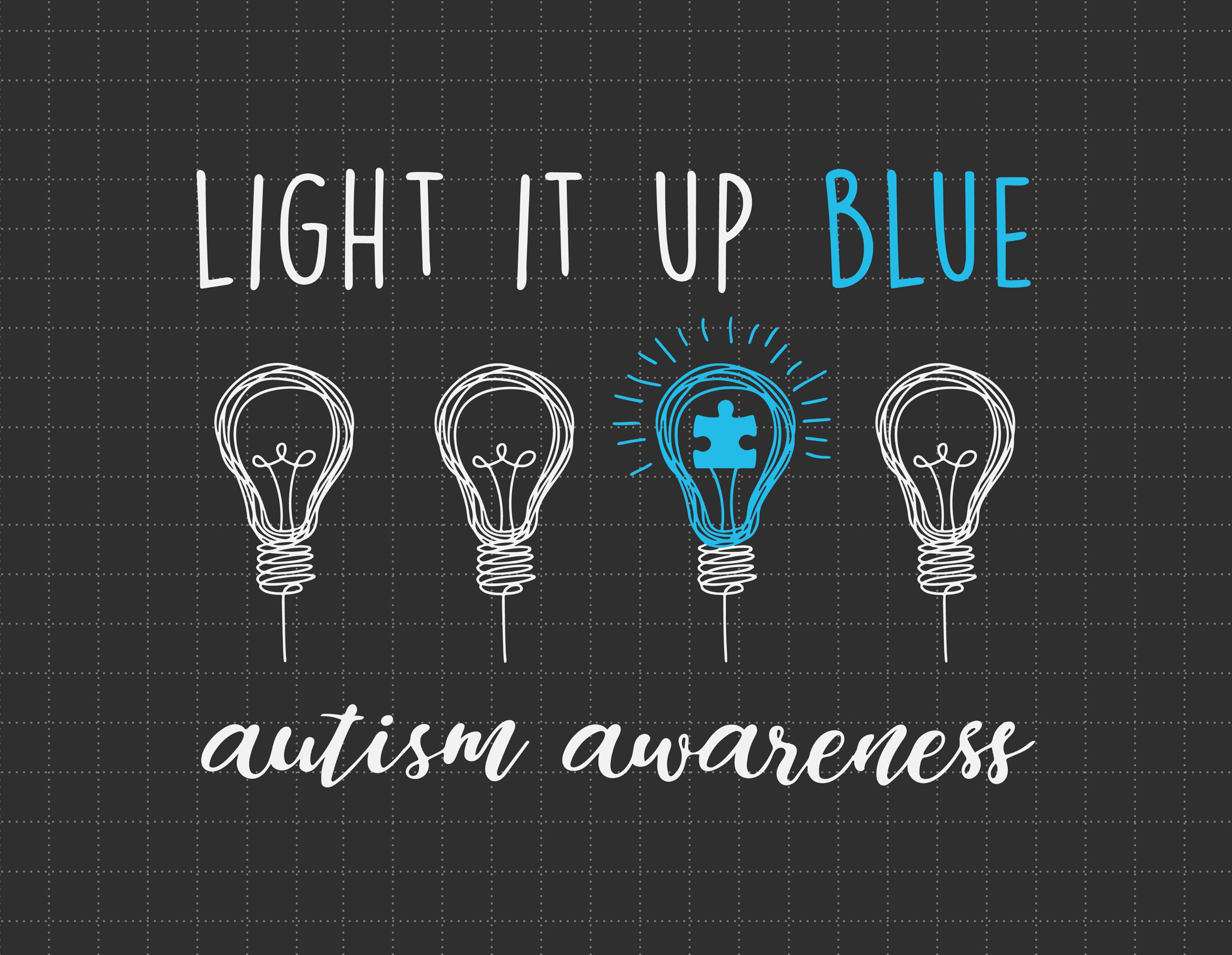 Light It Up Blue For Autism Svg, Autism Light Bulb Svg, 48 | Inspire Uplift