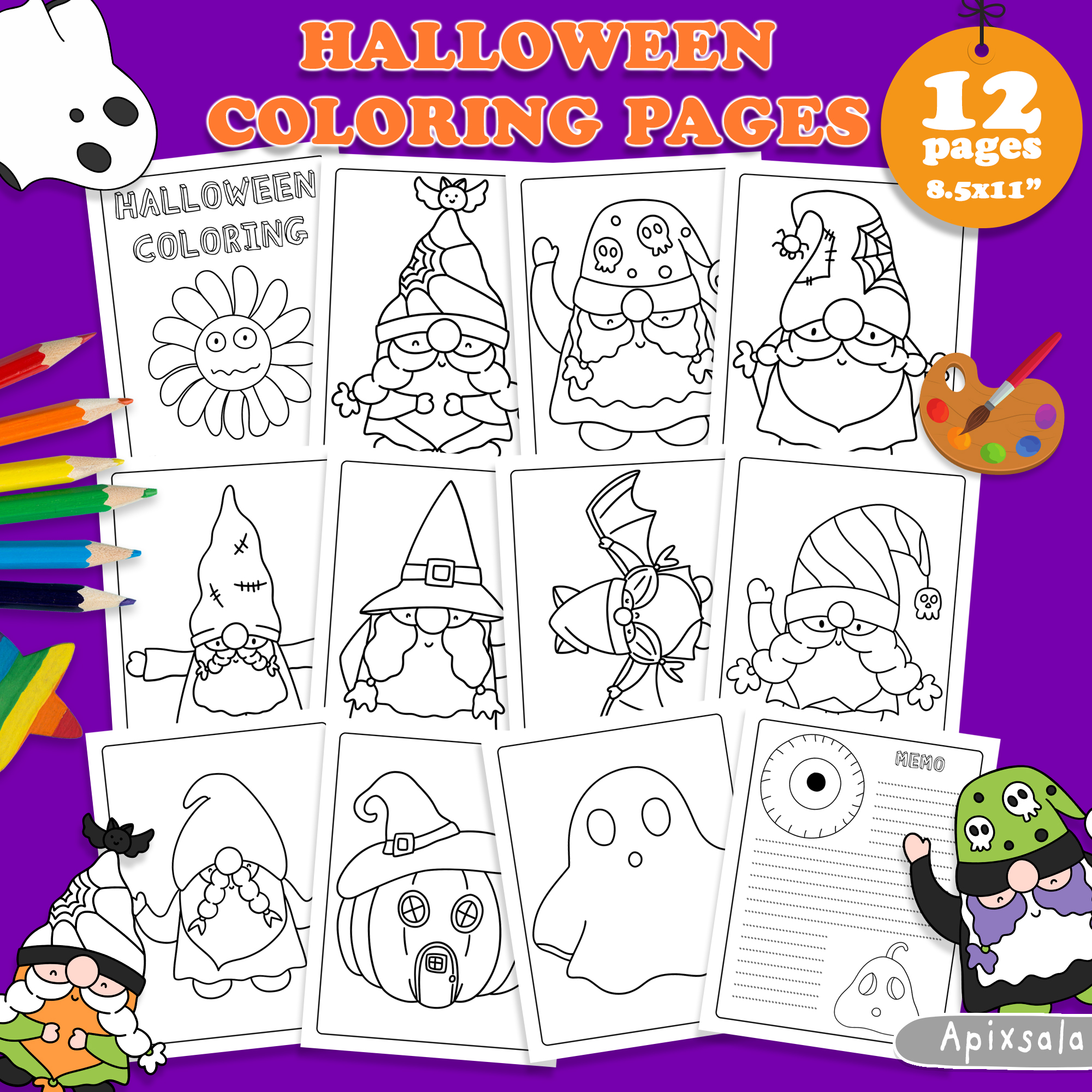 Halloween Gnome coloring pages | kids coloring pages | print - Inspire