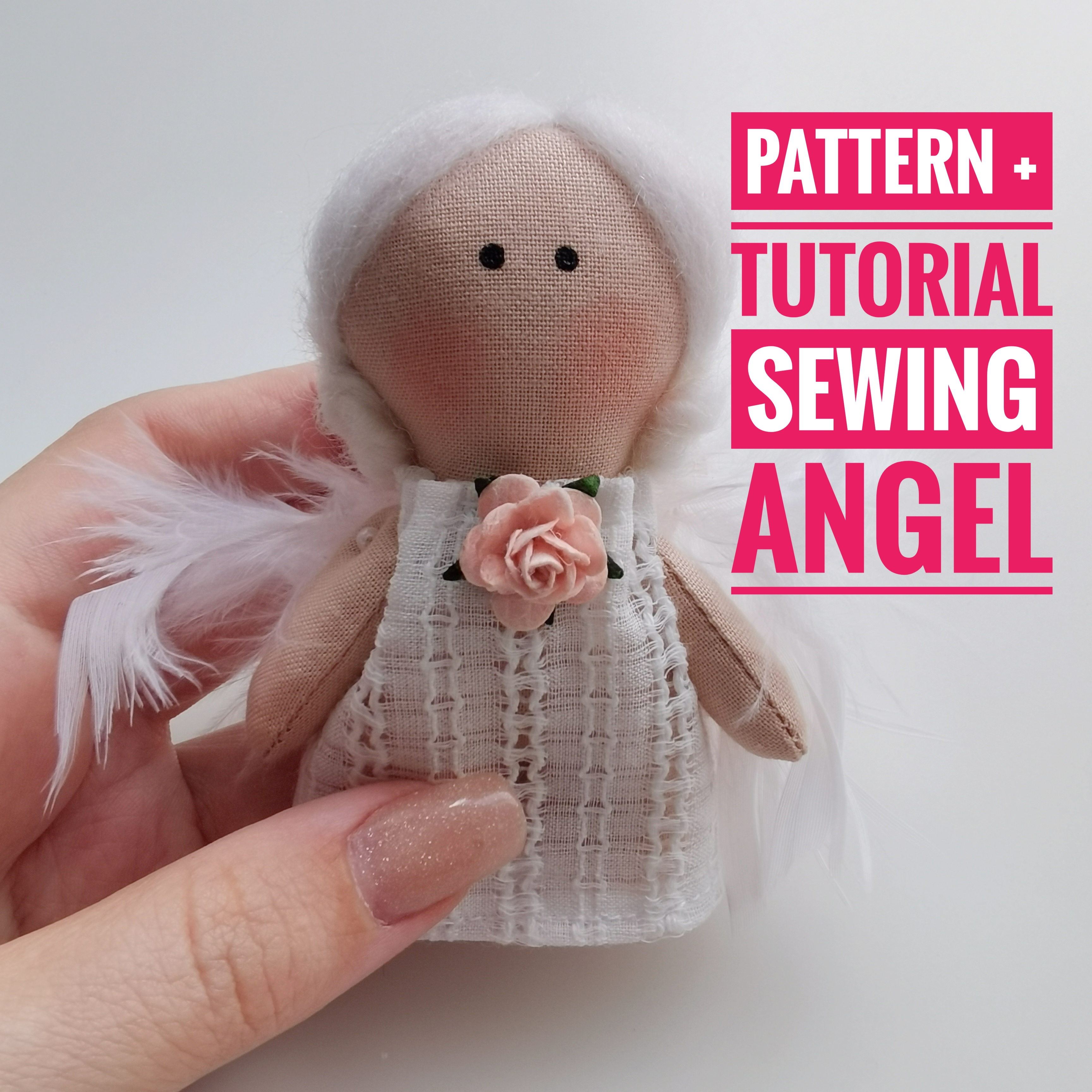 Pattern Christmas Angel. Tutorial PDF sewing doll Angel size Inspire