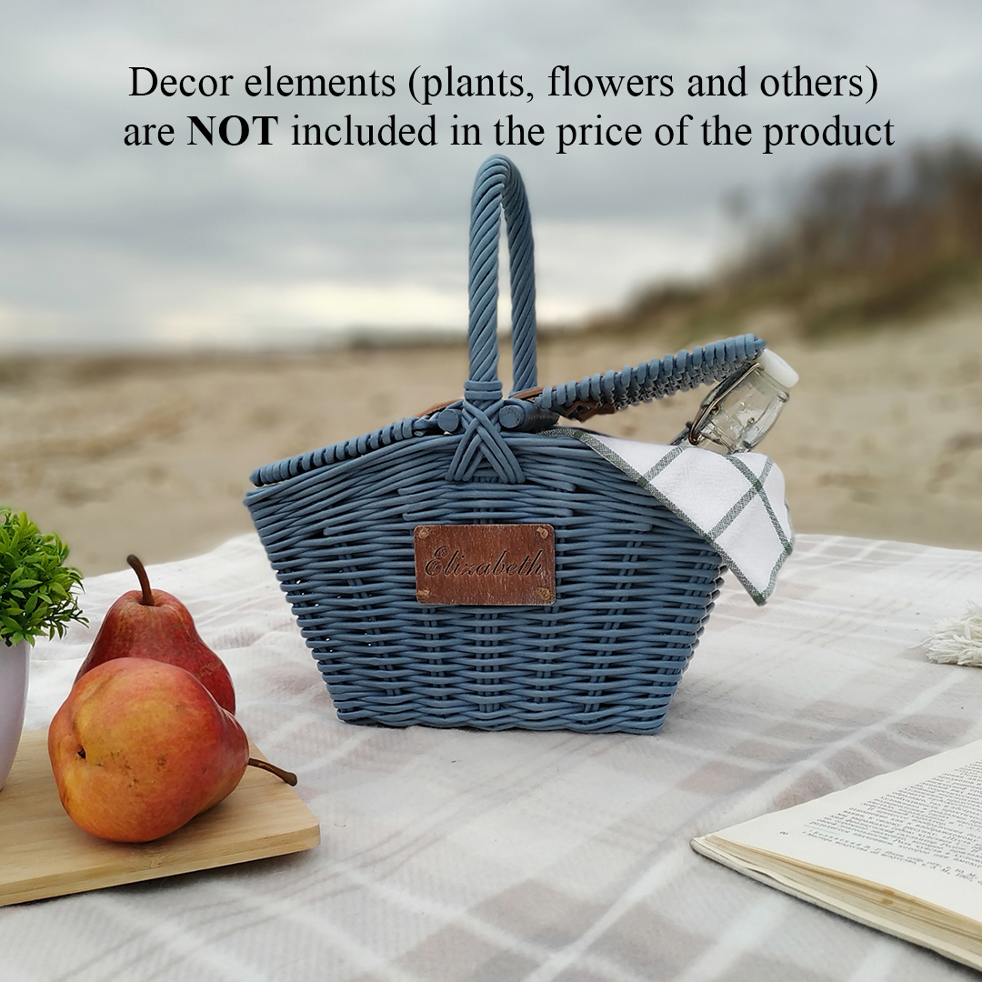 Pink picnic basket with lids Personalized woven basket for g Inspire