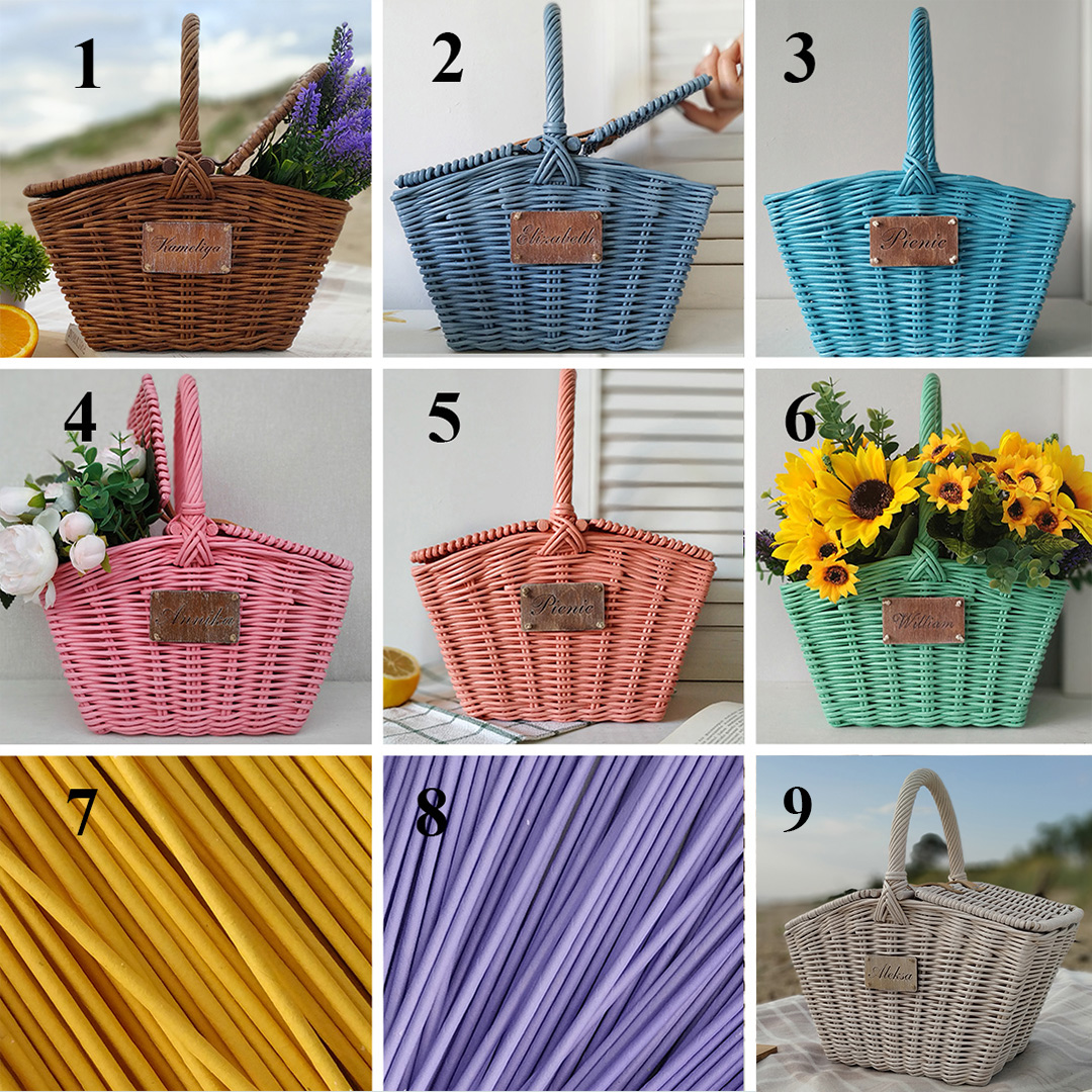 Pink picnic basket with lids Personalized woven basket for g Inspire