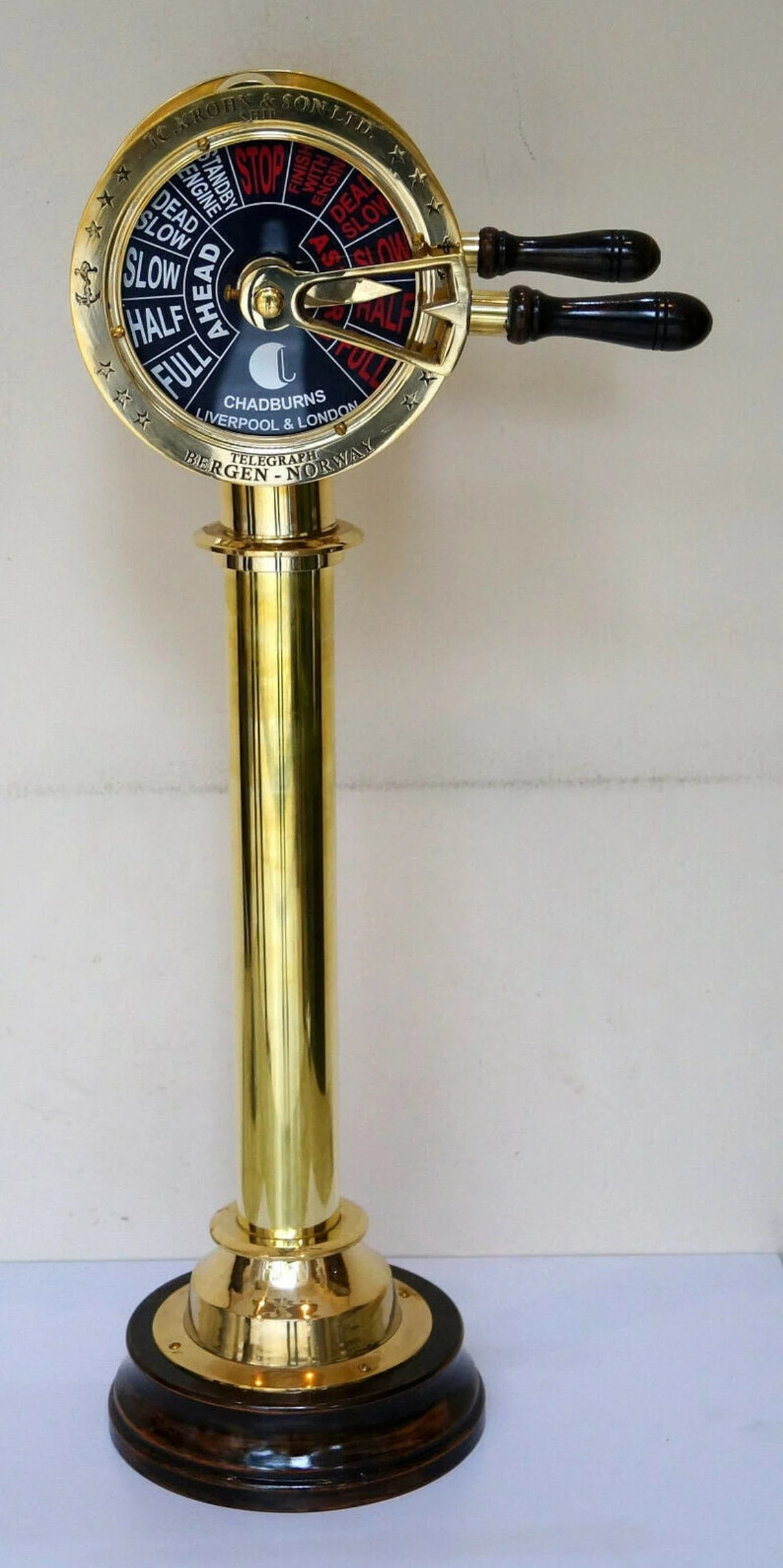 thumbnail image 2 of 7-Inch Antique Brass Ship Engine Order Telegraph – Nautical Decor, Handmade, WWII Style 2 of 4