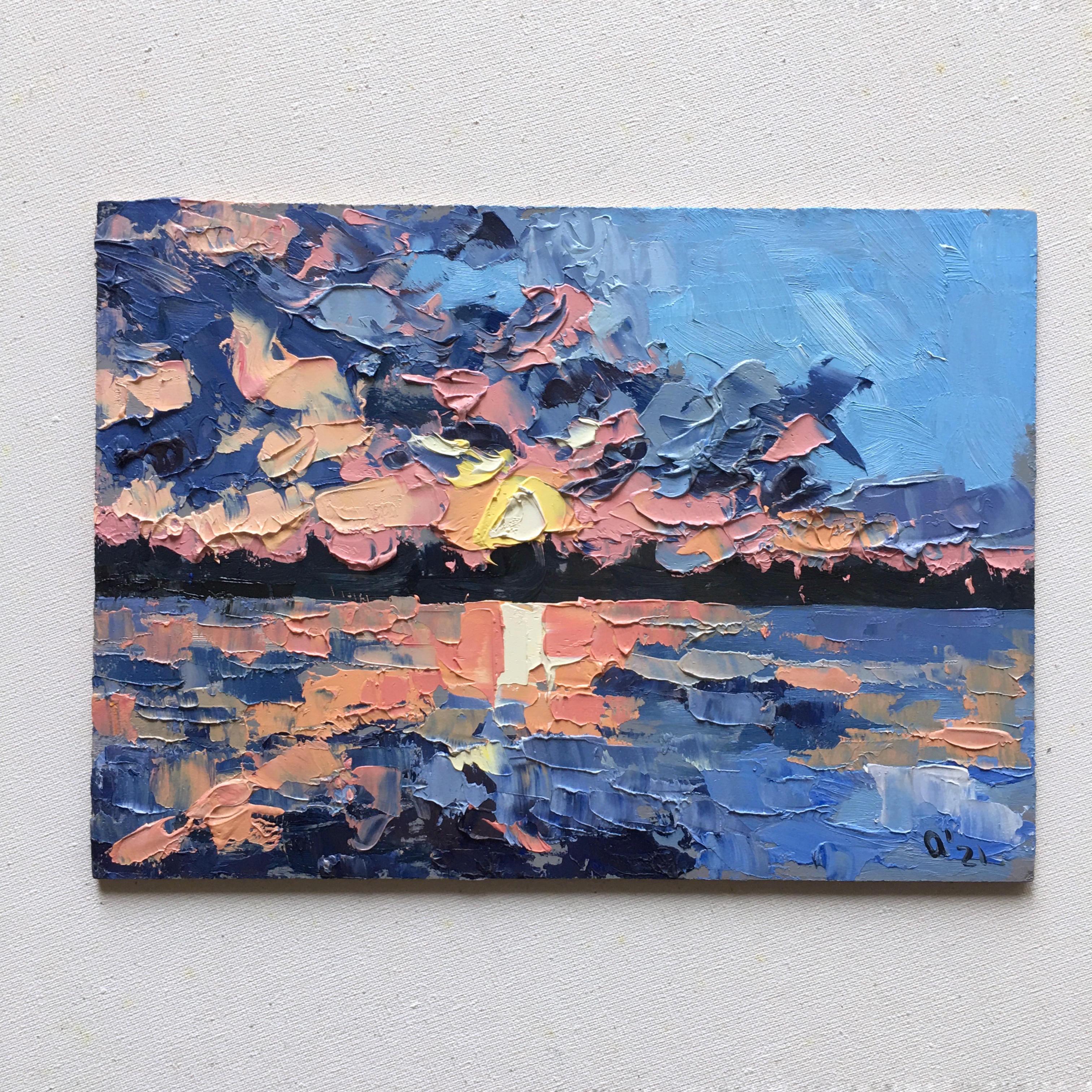 Sunset Small Painting Impasto Original Artwork Seascape Oil | Inspire ...