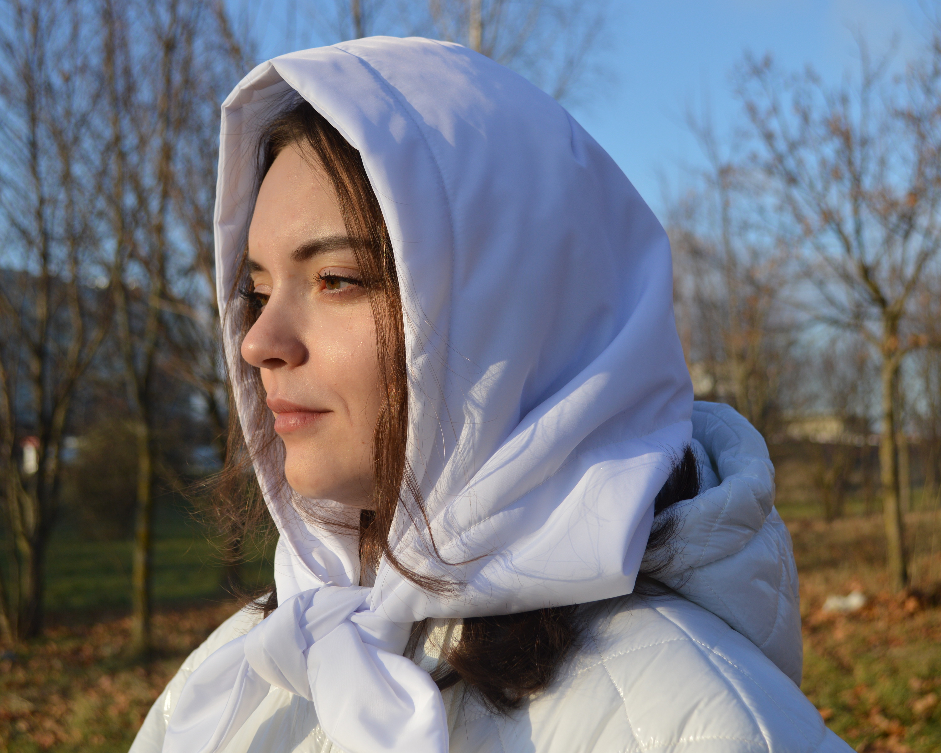 Warm hood kerchief. Winter hood scarf 