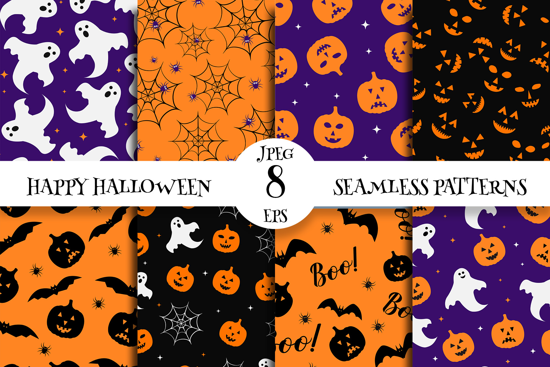 Cute Halloween Seamless Patterns Digital Paper | Inspire Uplift