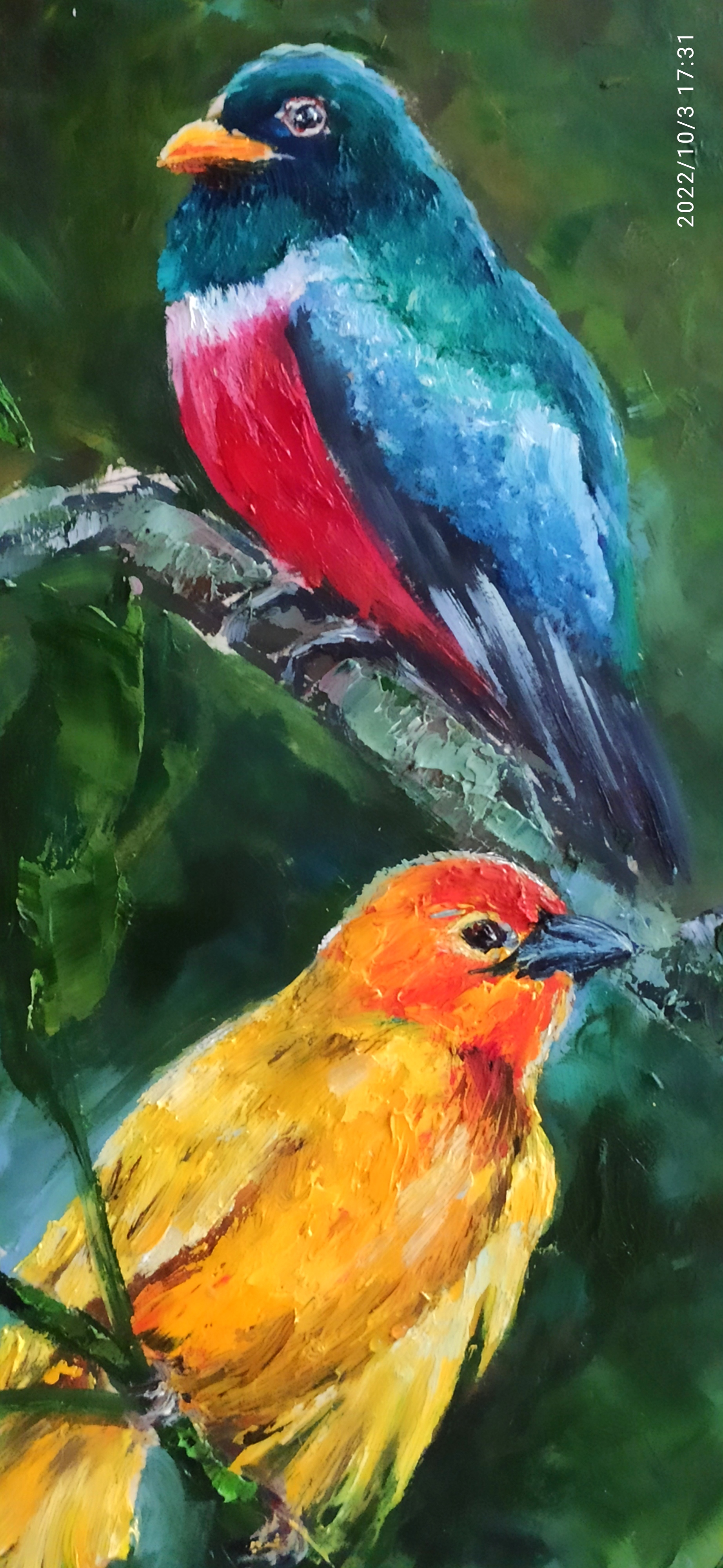 Birds Painting Impressionism Original Art Oil Artwork Wall A | Inspire ...