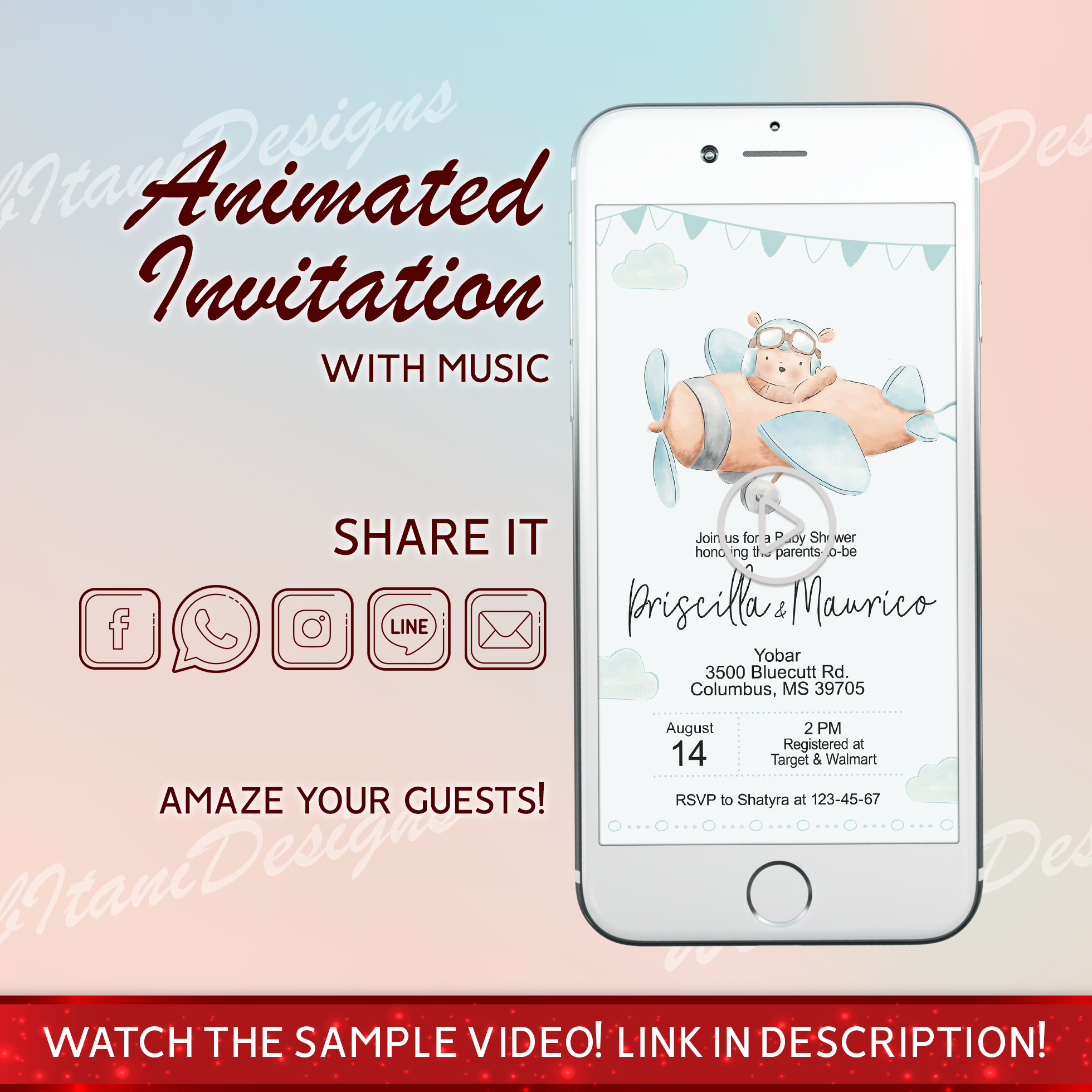 We Can Bearly Wait Animated Invitation for Baby Shower Inspire Uplift