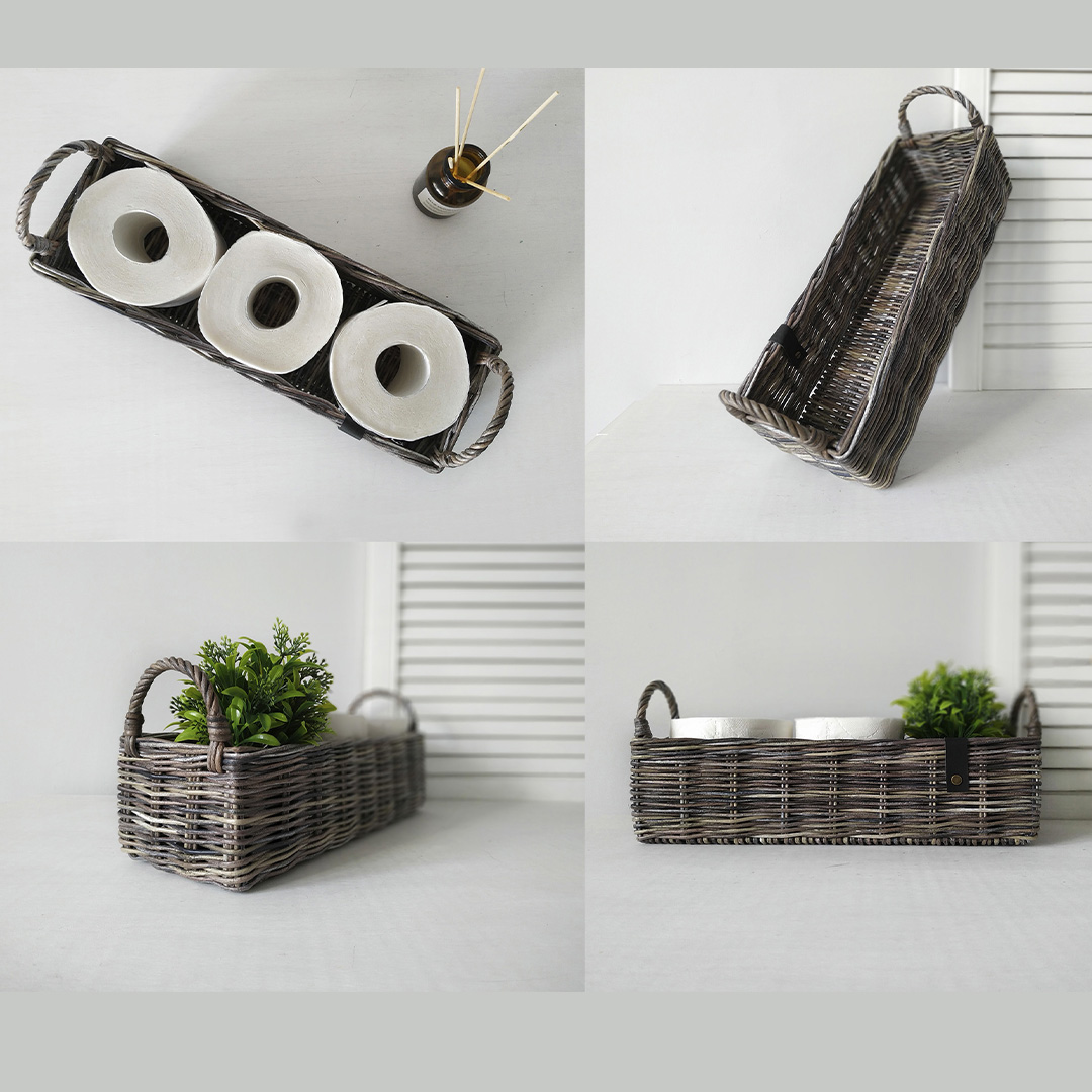 Long toilet paper basket. Bathroom storage basket. Rectangul - Inspire Uplift