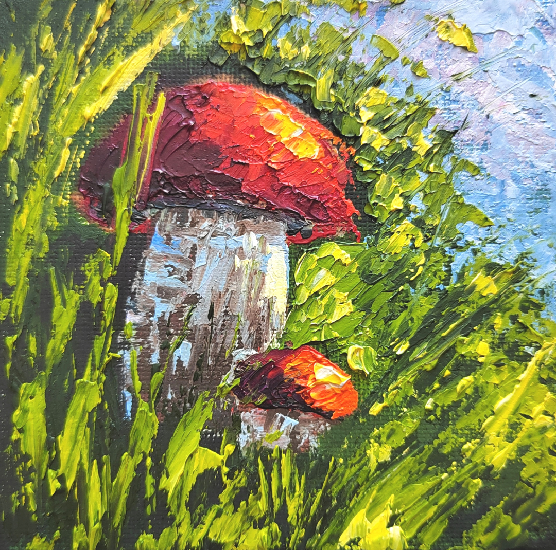 Painting Mushrooms Small Red Mushrooms Oil Original Art Impa Inspire