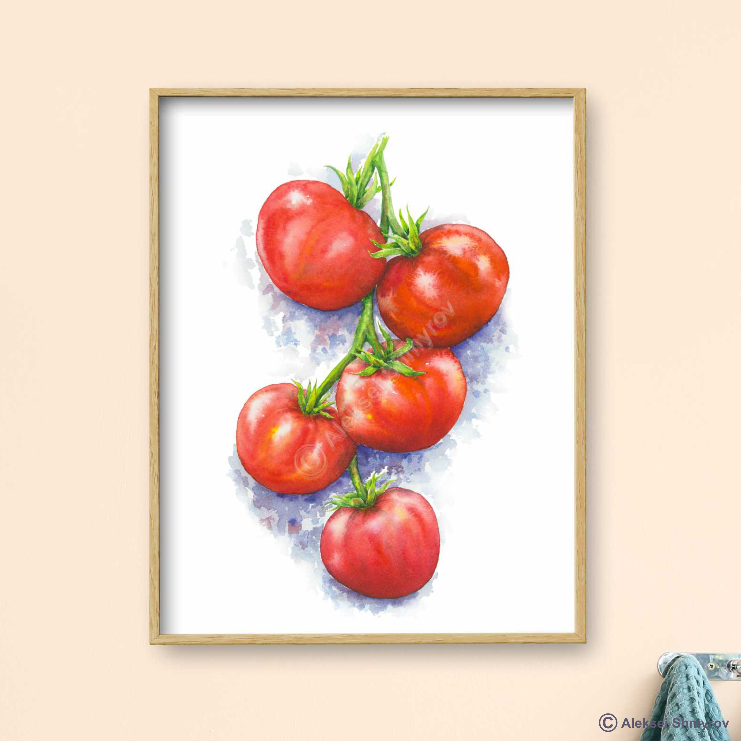 Tomato Art Print, Kitchen Wall Decor, Vegetables Art, Waterc Inspire