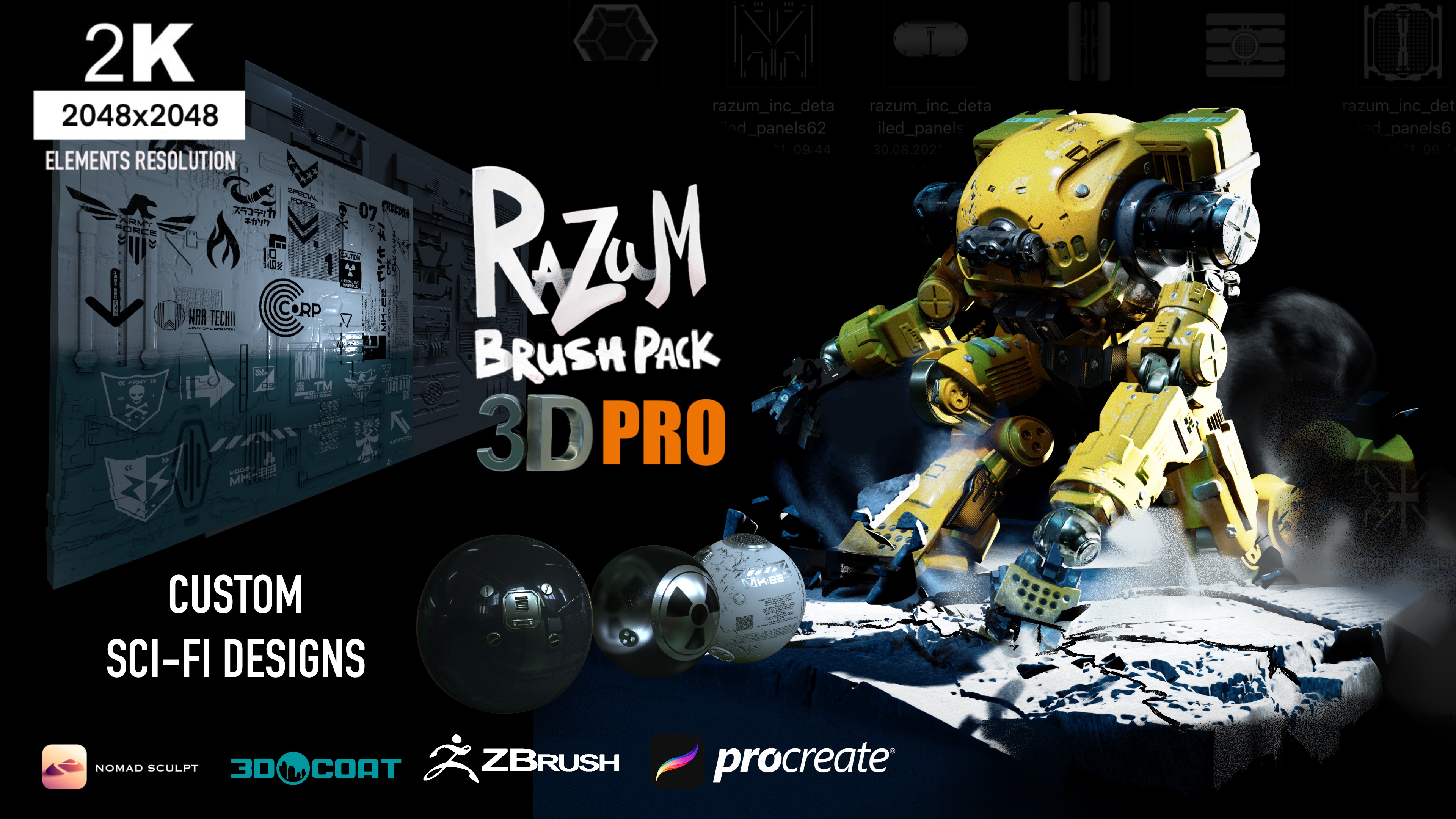 RAZUM PRO 3D BRUSHSET for Nomad Sculpt Inspire Uplift