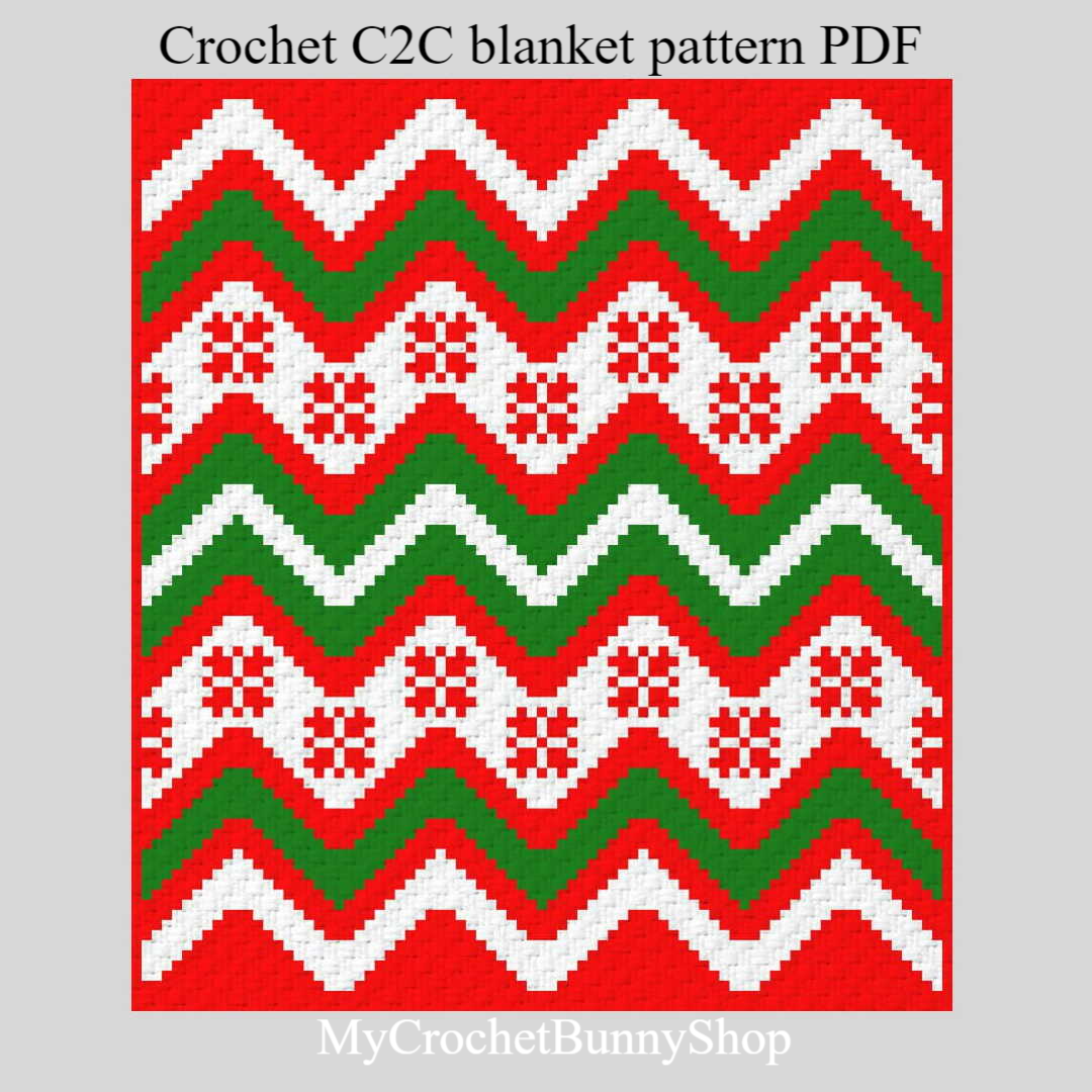 Crochet c2c holiday wave blanket pattern pdf instant downloa inspire