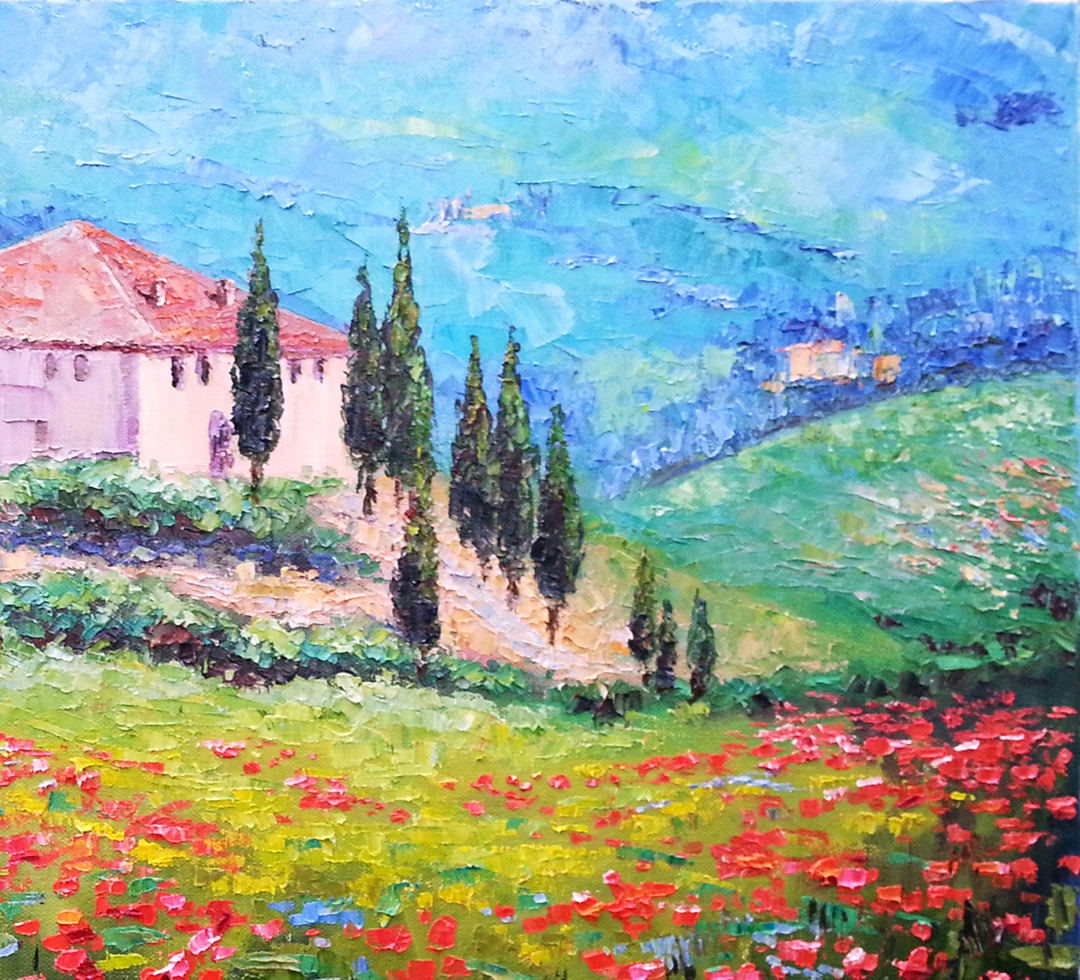 Tuscany Painting Italy Landscape Original Art Tuscany Art Inspire Uplift