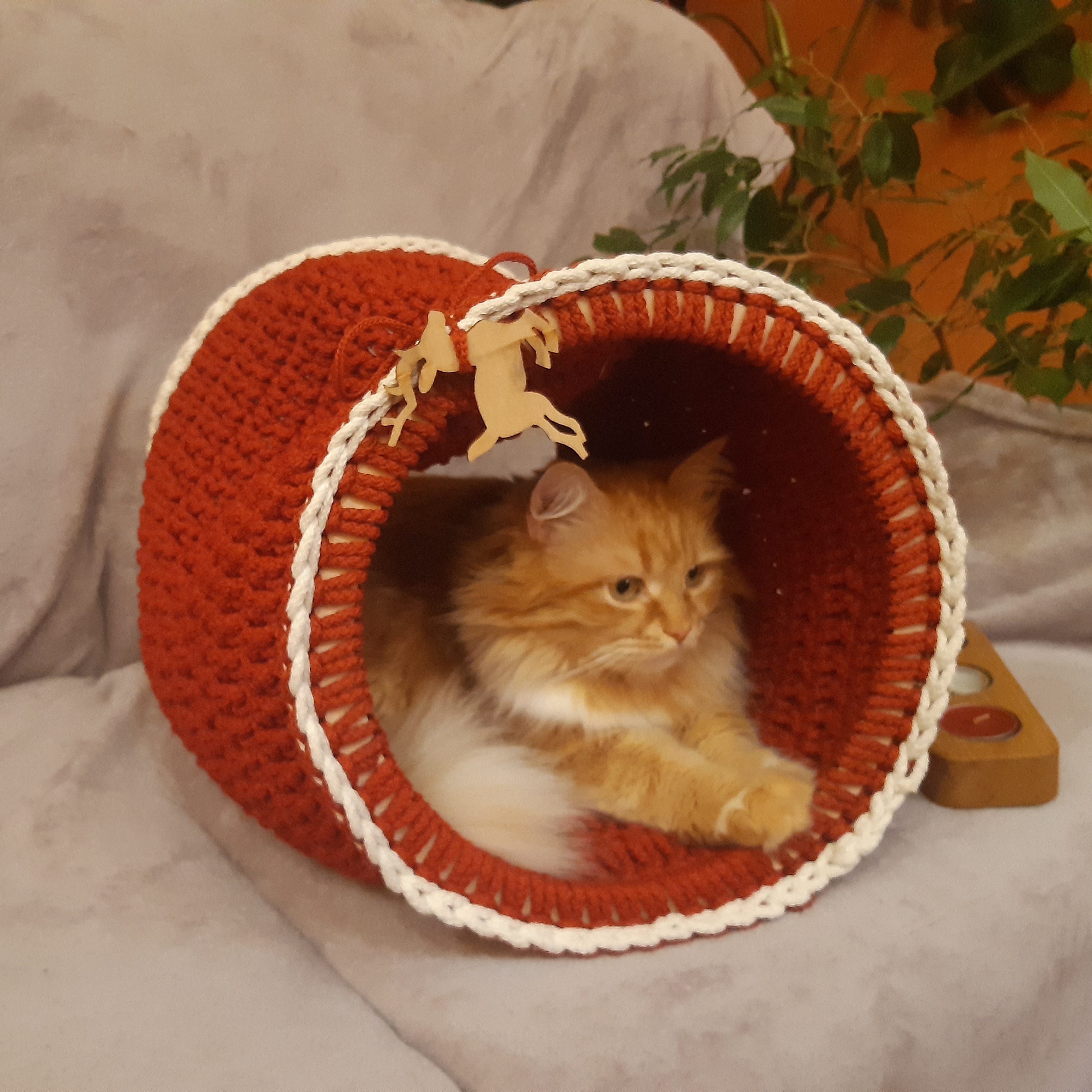 Crochet pet tunnel Modern crochet cat furniture Cat house Ca Inspire