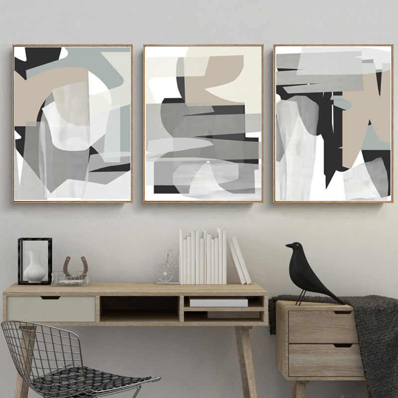 Gray Wall Art, Abstract Poster, Prints Set of 3, Living Room - Inspire ...
