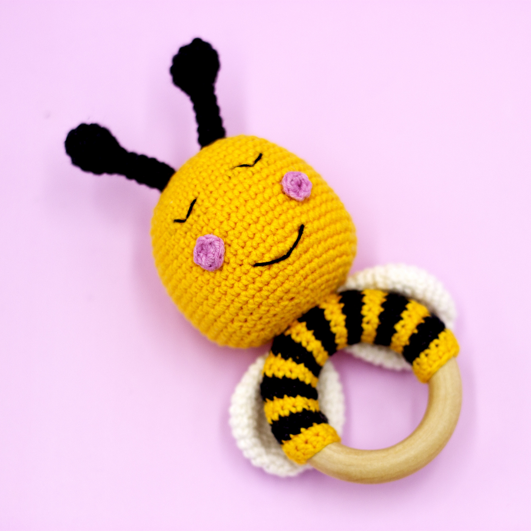 Bee baby rattle set of 2 patterns, amigurumi bee summer patt - Inspire ...