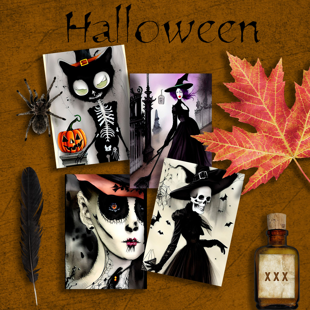 10 Printable ACEO Cards Instant Download Digital Halloween | Inspire Uplift