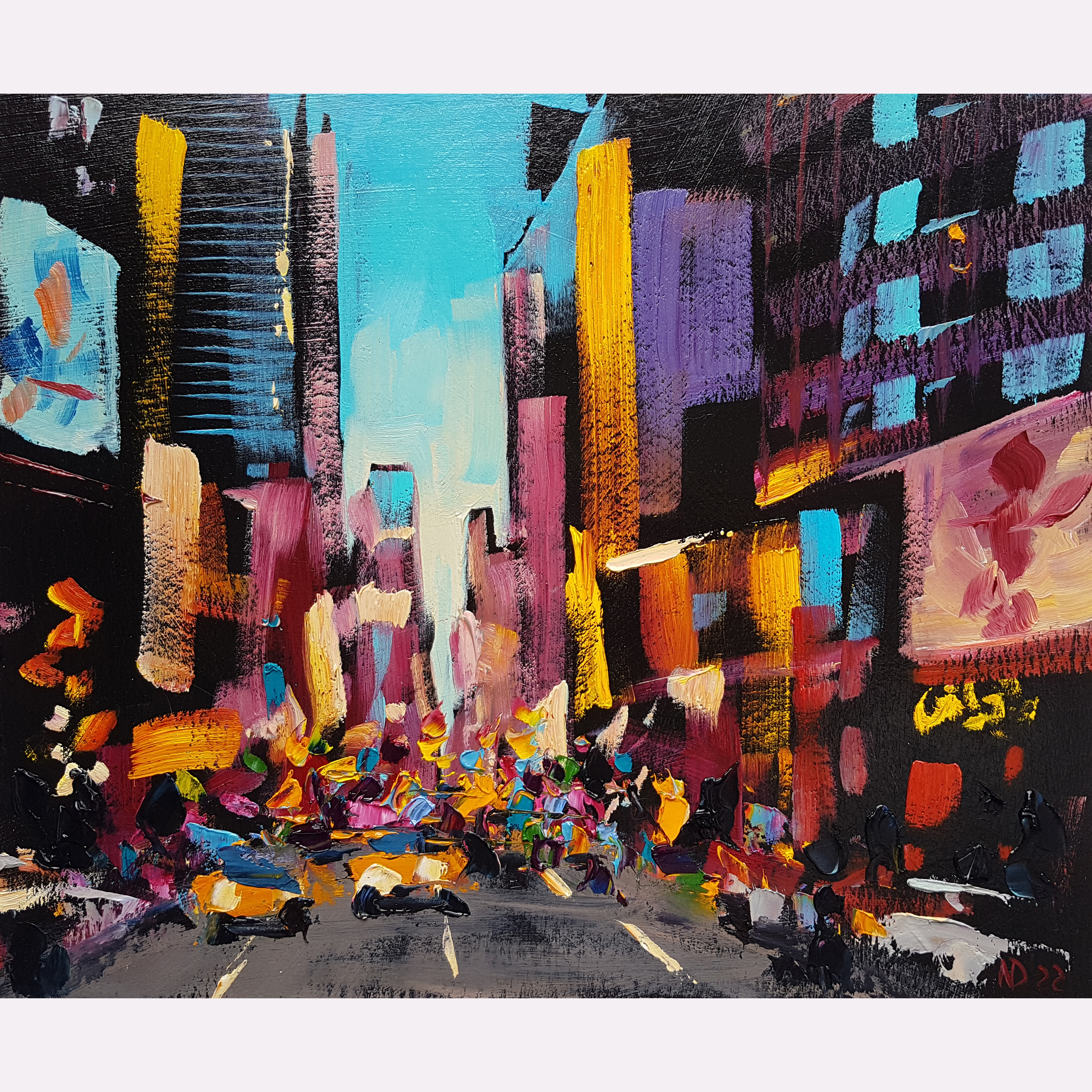 Cityscape painting original oil Megapolis wall art City stre | Inspire ...