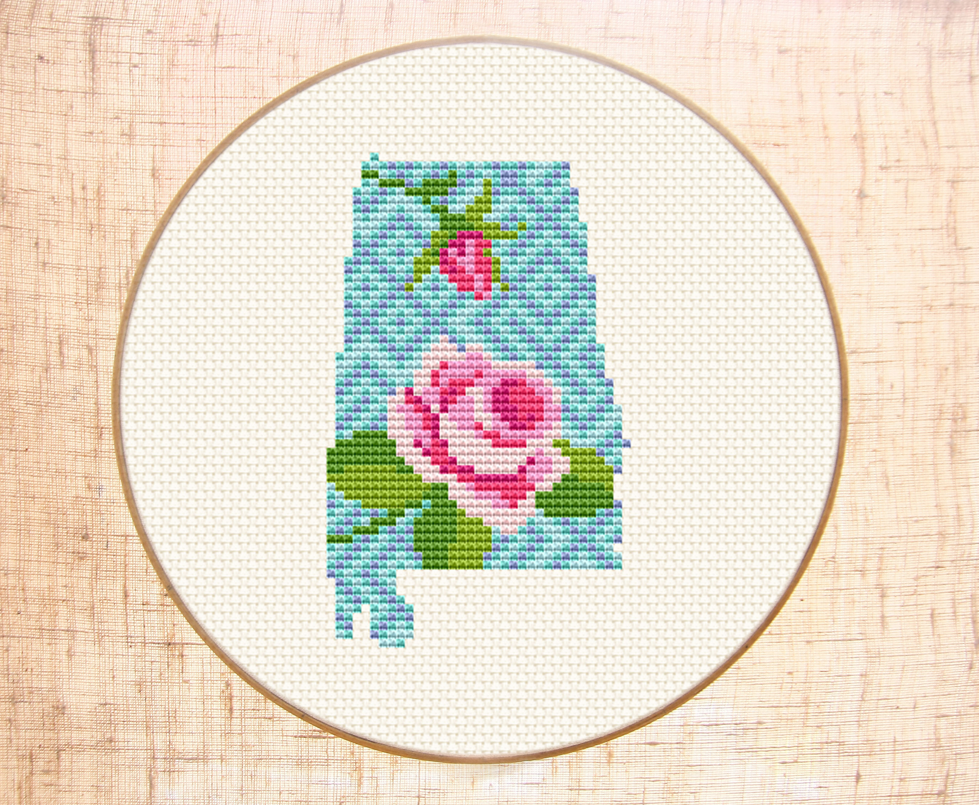 Alabama cross stitch pattern Modern cross stitch Flower map Inspire
