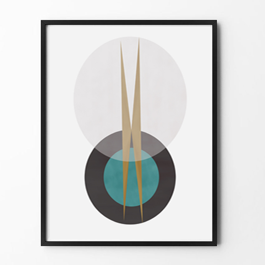 Geometric Print Wall Art Set of 3 Abstract Poster Living Roo - Inspire ...