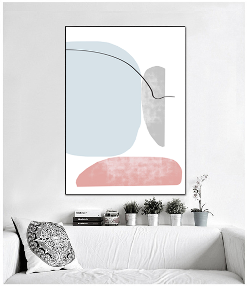 Abstract Print Gray Pink Wall Art Set of 3 Living Room Decor Inspire Uplift