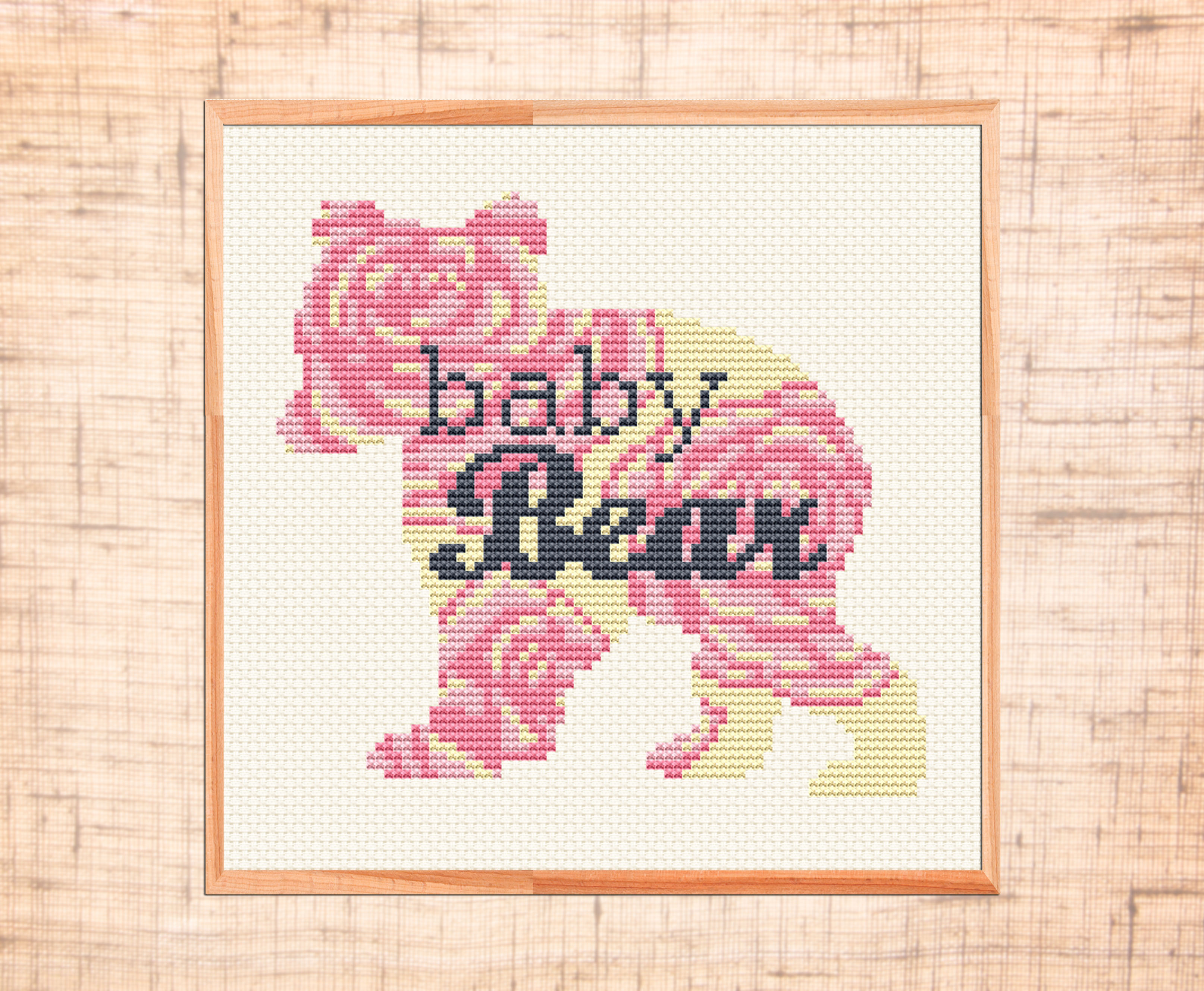 Baby bear cross stitch pattern Modern cross stitch Floral nu Inspire