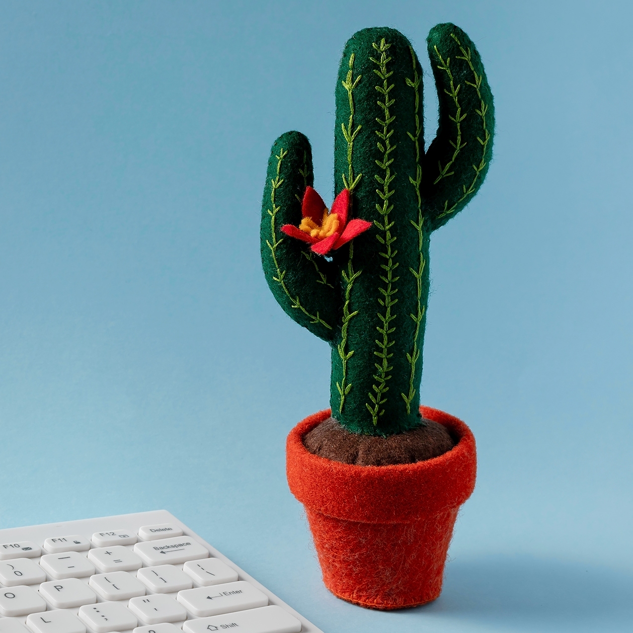Saguaro cactus in pot, fake cactus decor, variegated plant d Inspire