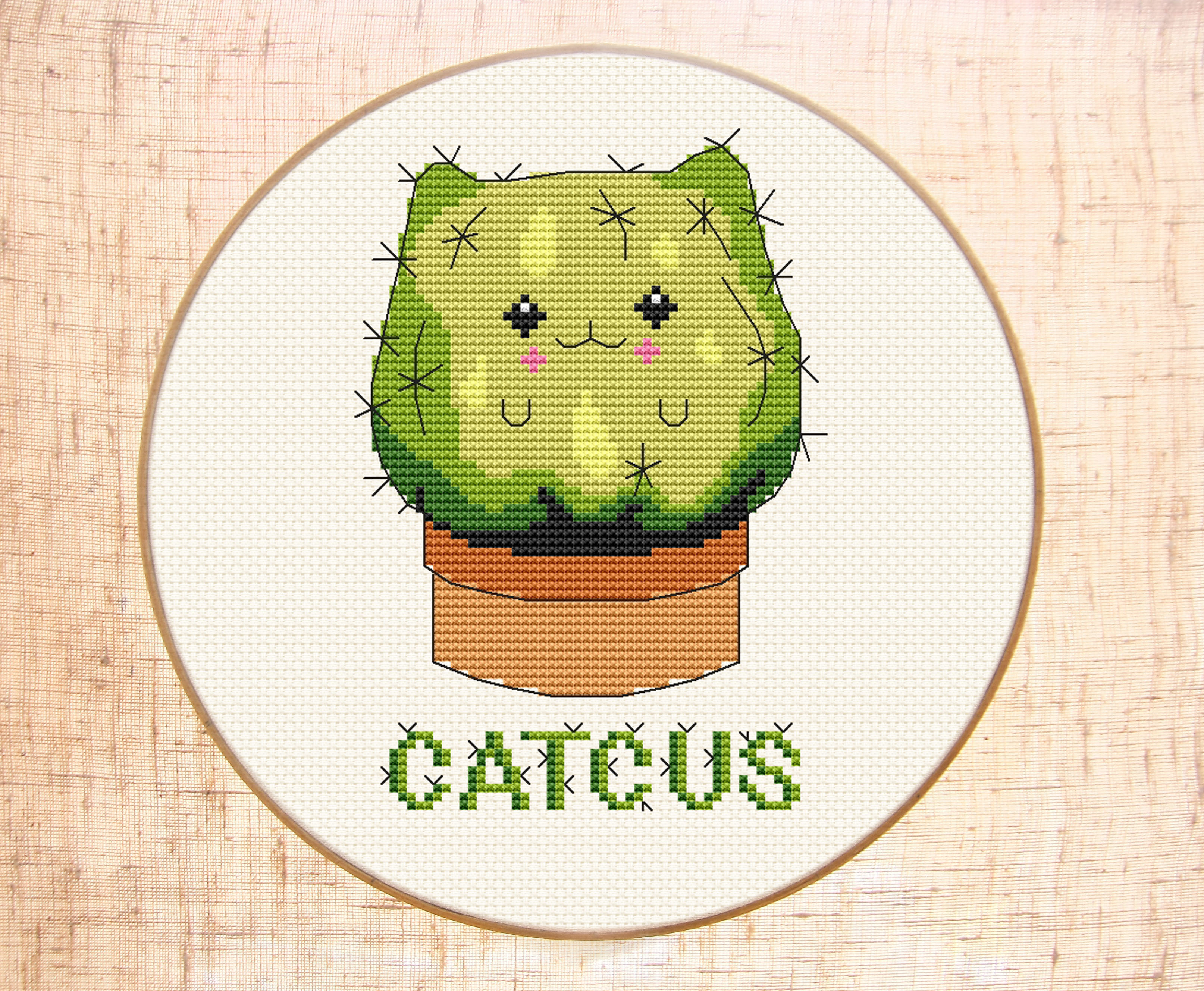 Catcus cross stitch pattern Modern cross stitch Cat cactus e Inspire