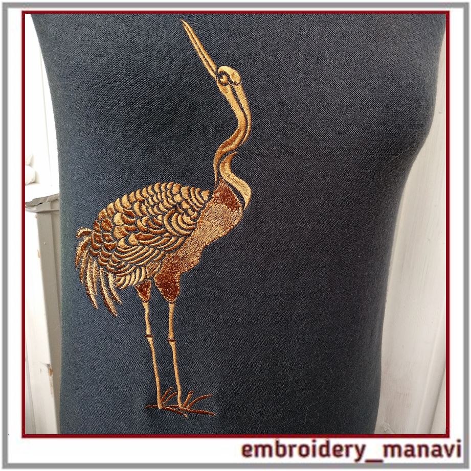 Machine embroidery design Crane 1. Inspire Uplift