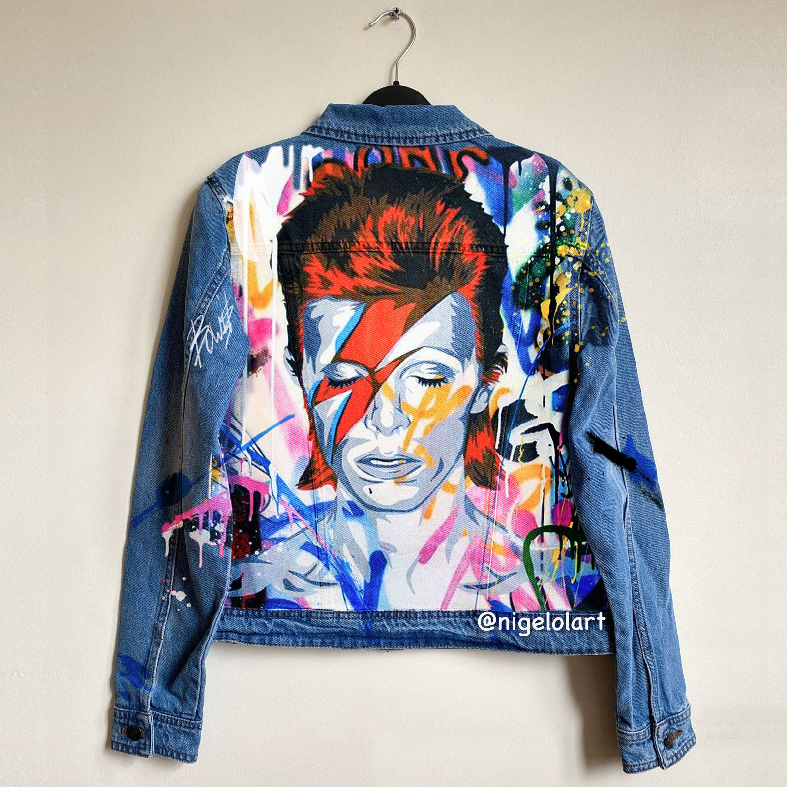 David Bowie Painted denim jacket Custom jacket Portrait from Inspire