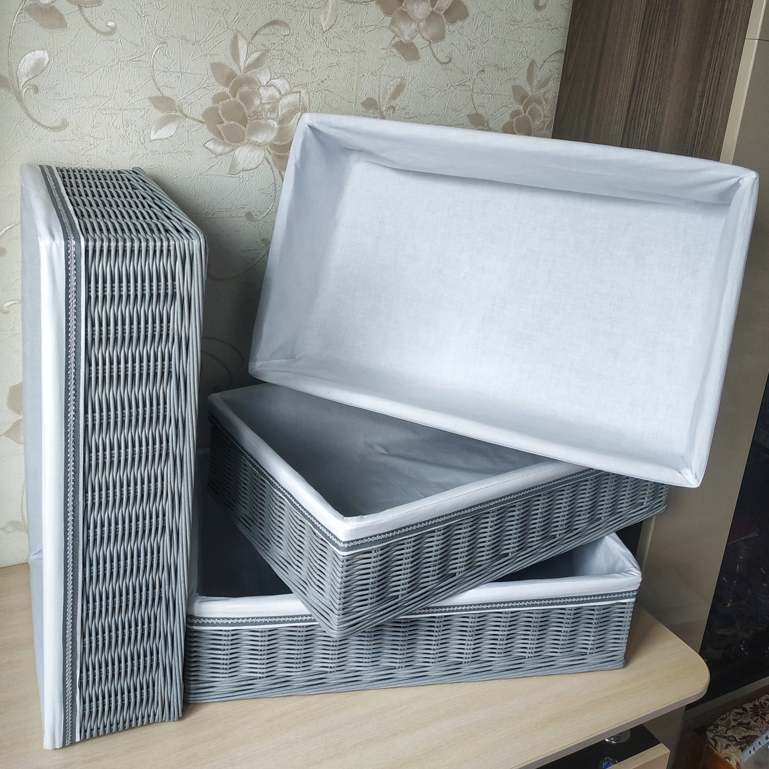 Grey wicker basket,baskets for dressing room, custom size Inspire Uplift