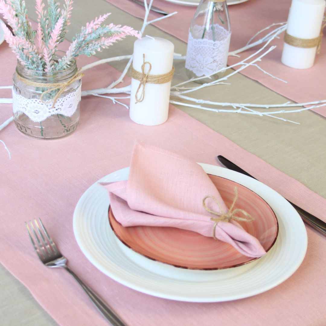 Light pink linen napkins set / Cloth baby shower napkins bul Inspire