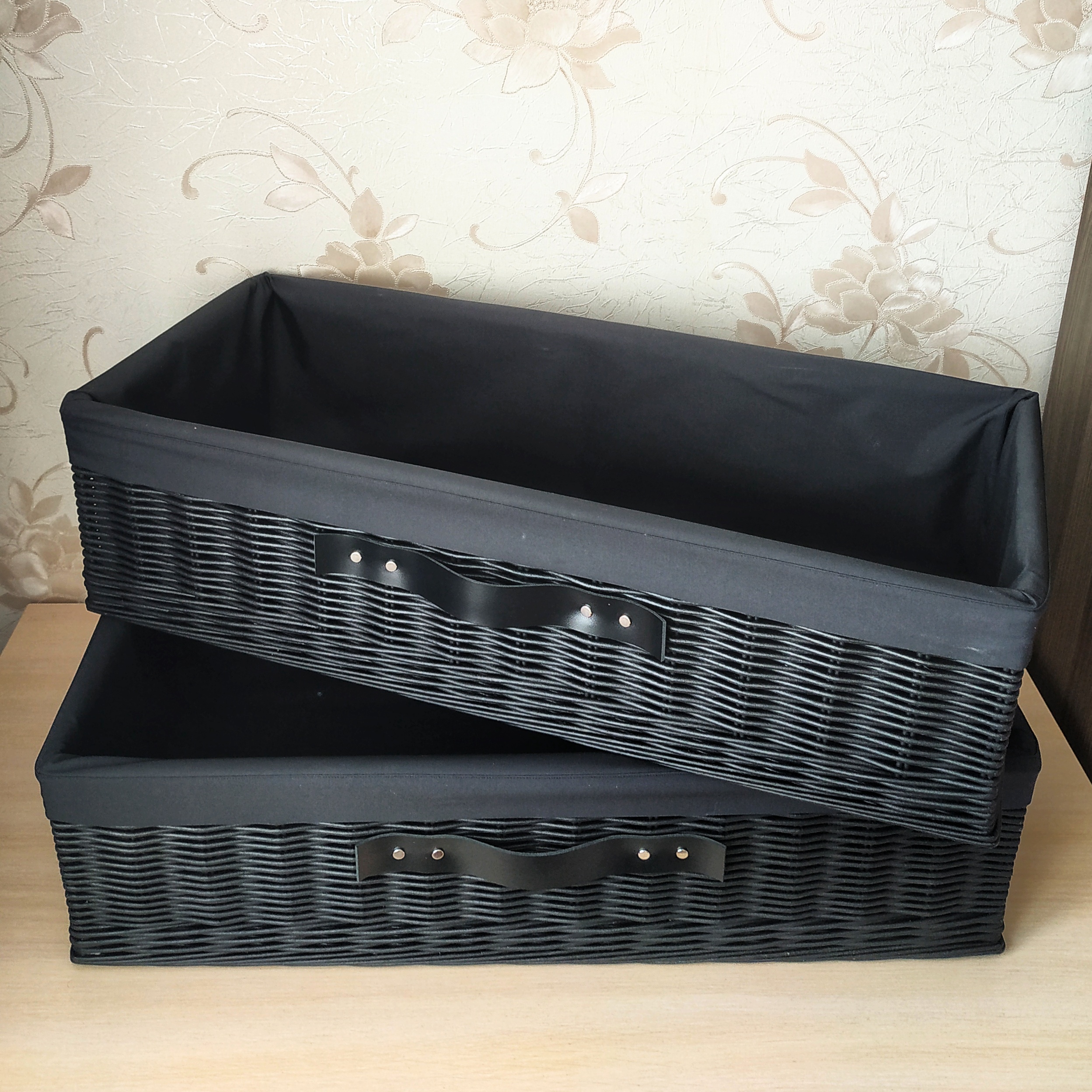 Black wicker basket,Storage basket,baskets for dressing room Inspire