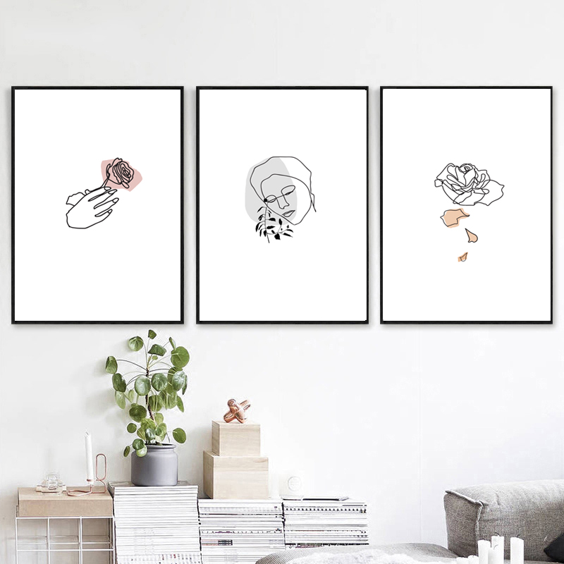 Minimalist Poster 3 Piece Wall Art Women Line Drawing Face L - Inspire ...