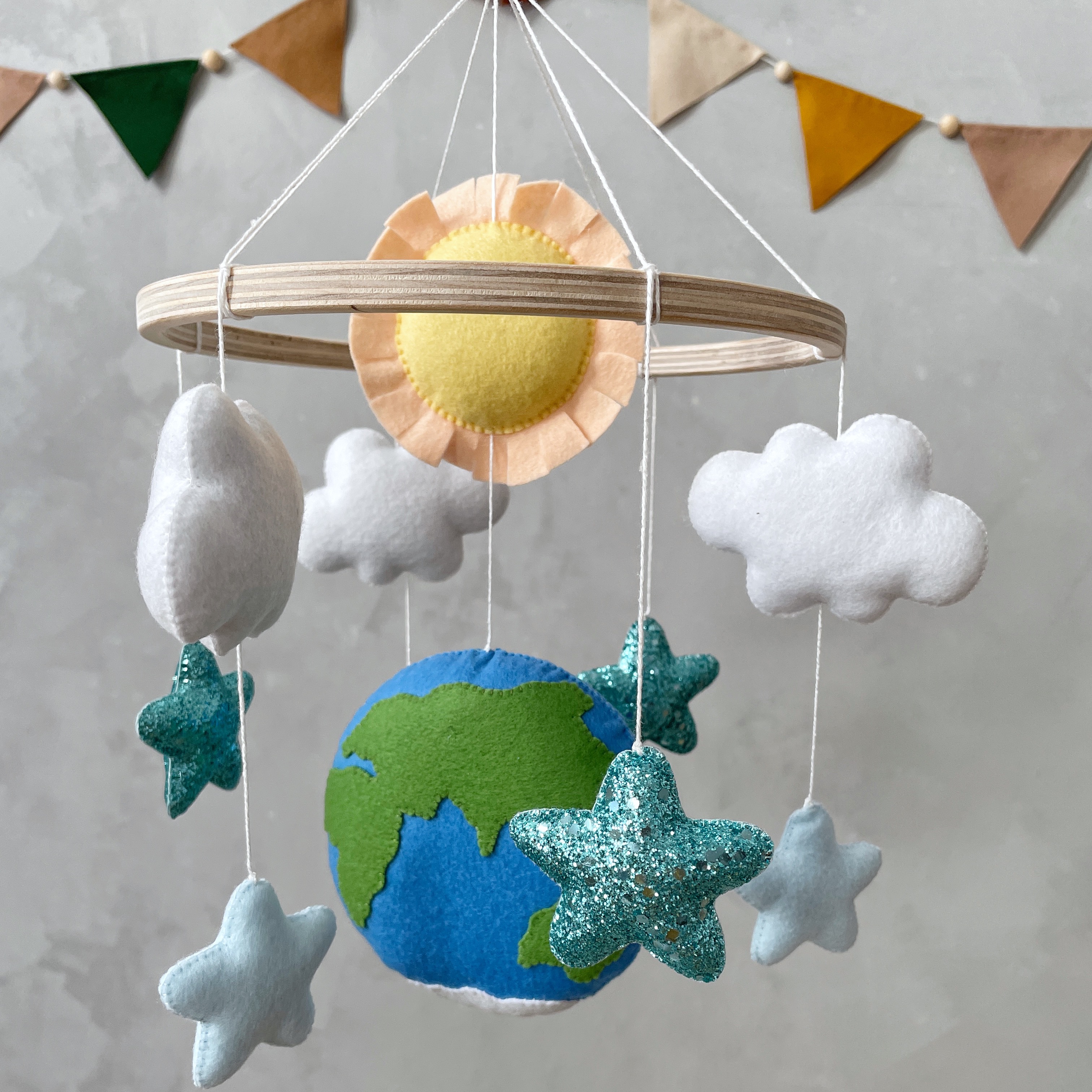 Space baby mobile, Earth mobile, Space cot mobile, Sk Inspire