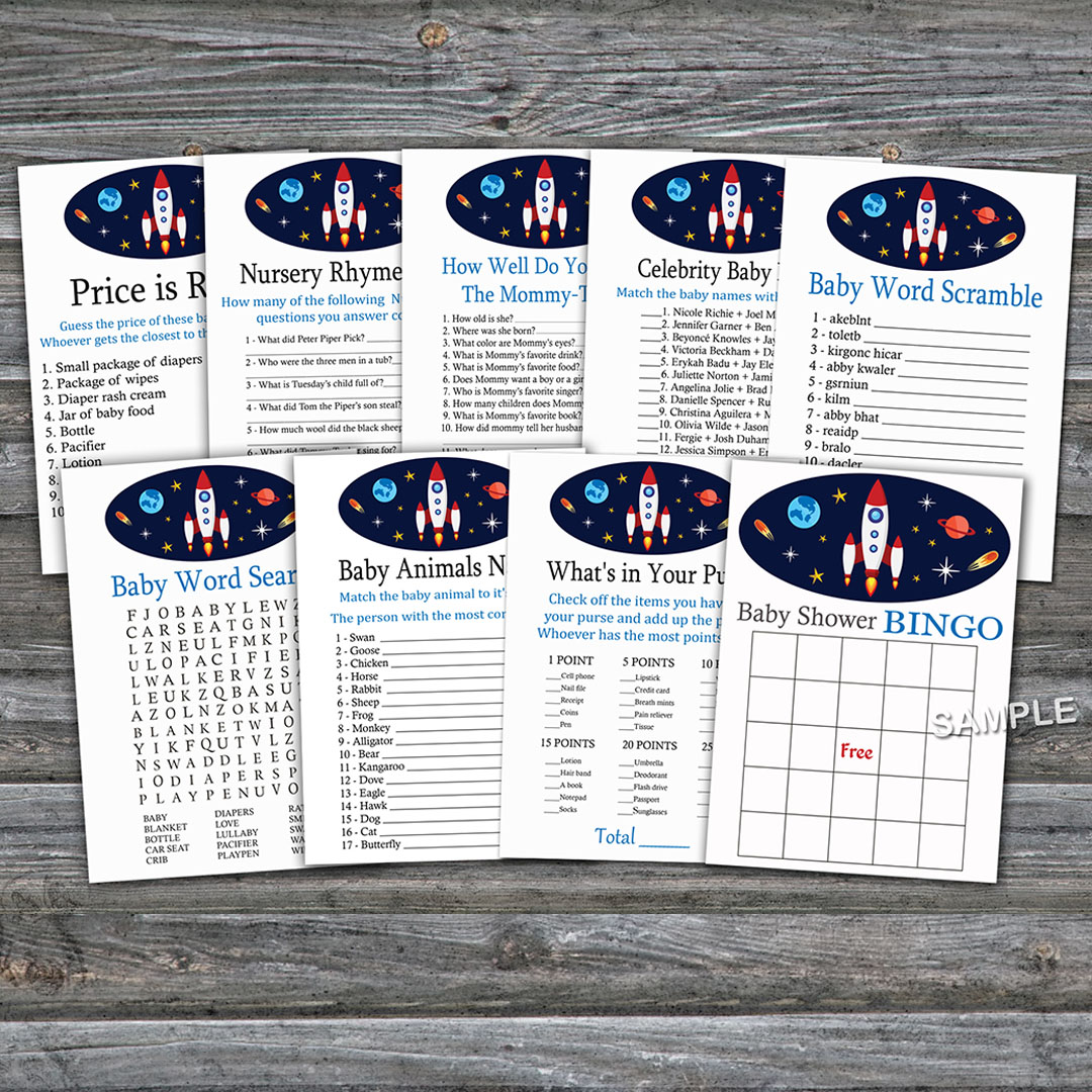 Rocket baby shower games bundle,Space Rocket Baby Shower gam - Inspire  Uplift