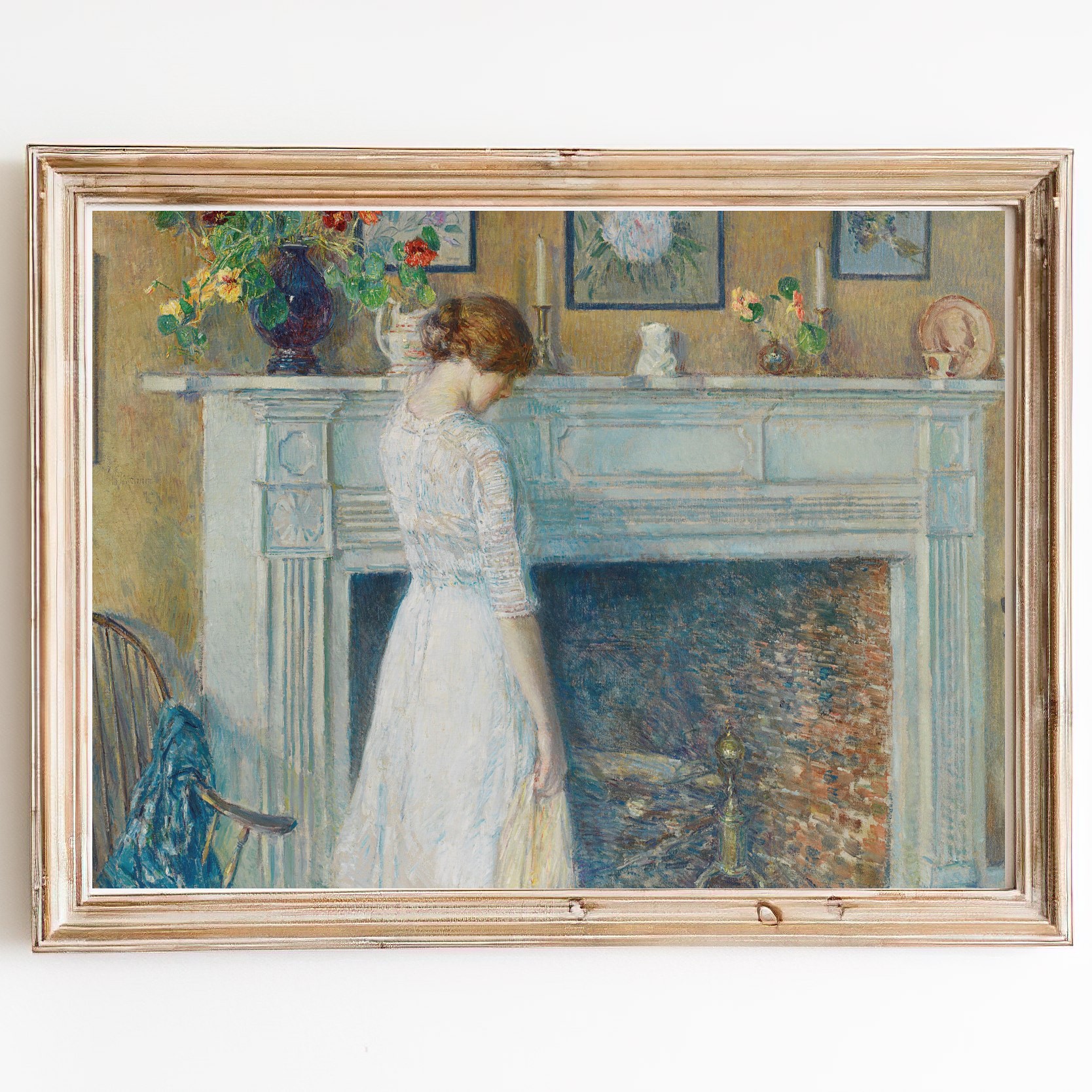 CANVAS ART PRINT Vintage Interior Scene Oil Painting Fir Inspire