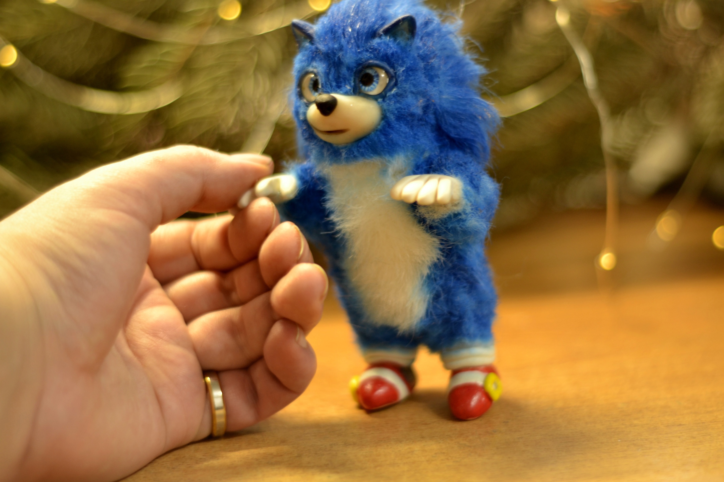 Tiny sonic, ooak ,handmade gift, furry animal, kawaii plush