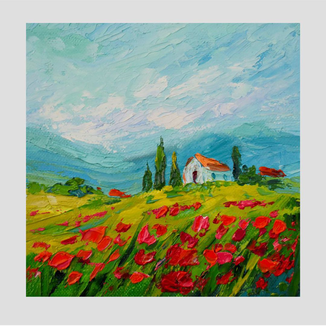 Tuscany painting Lavender field original art landscape artwo - Inspire ...