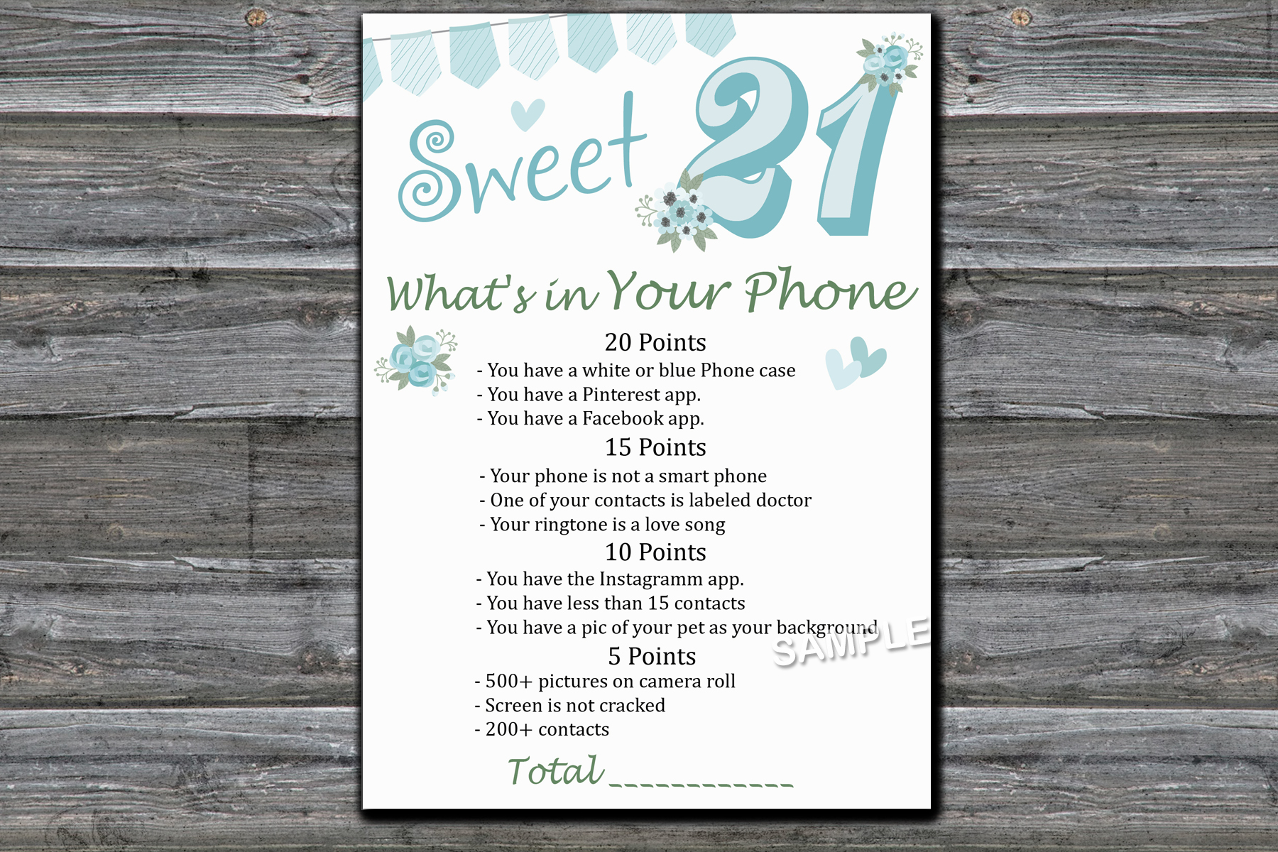 Sweet 21st What's in Your Phone Birthday Party Game,Adult Bi - Inspire  Uplift
