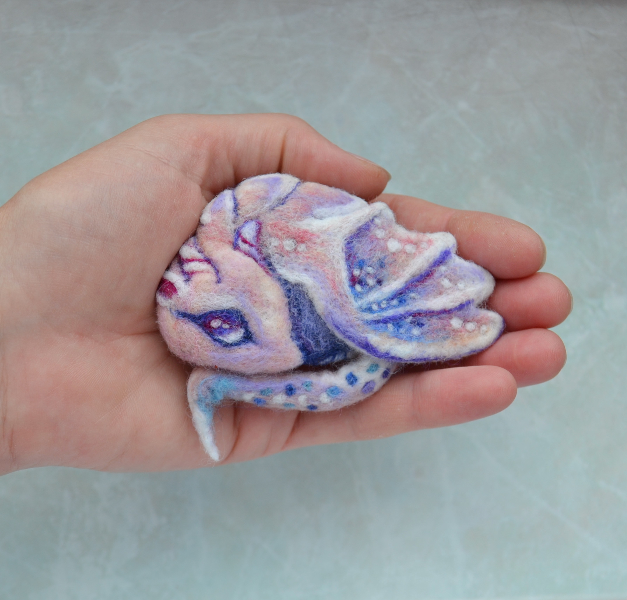 Felt fantasy pink baby dragon pin for women Handmade kawaii Inspire Uplift