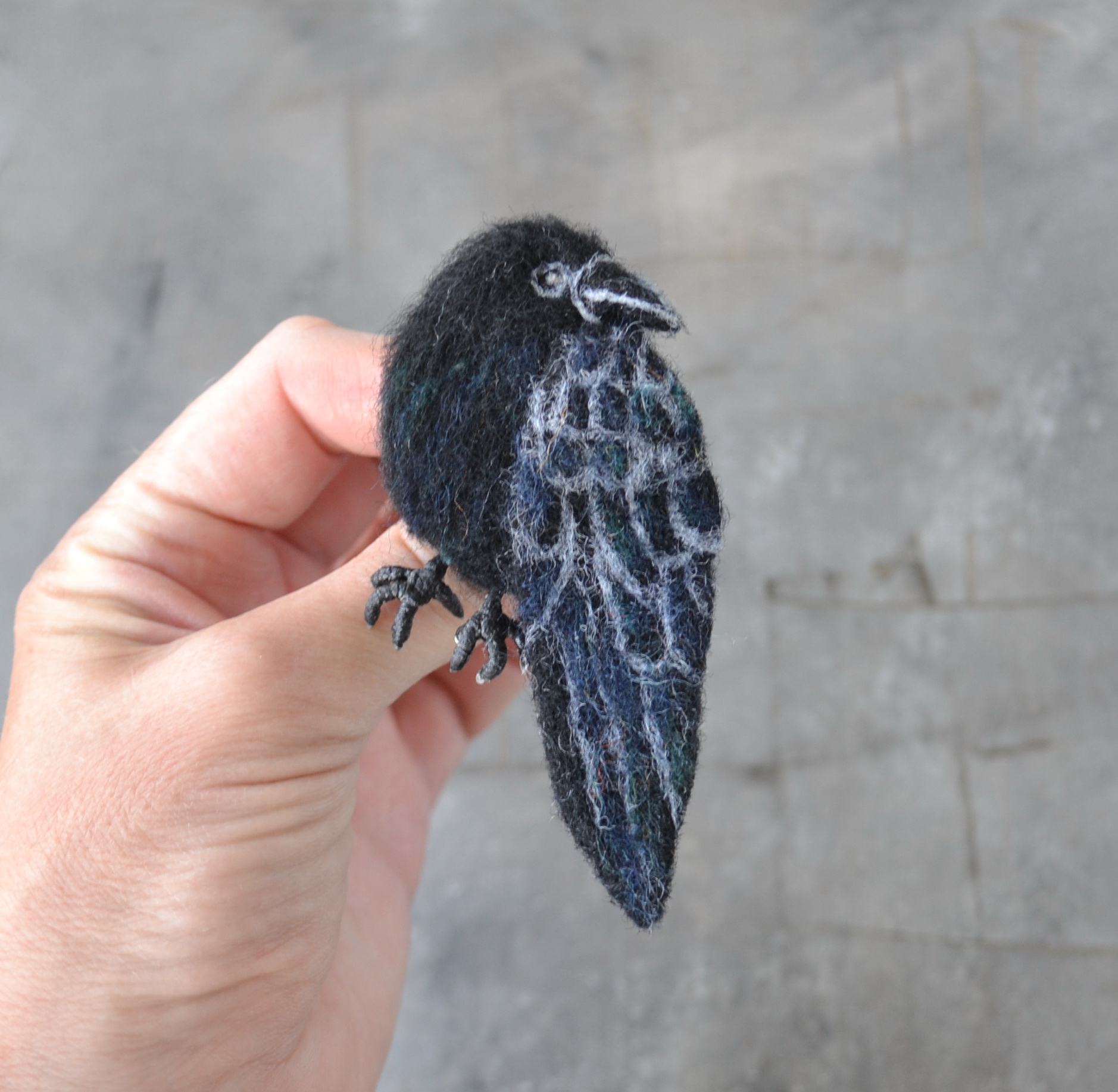 Beaded Crow Brooch Pn, Beaded Raven Brooch Pn, Gothc Brooch Pn