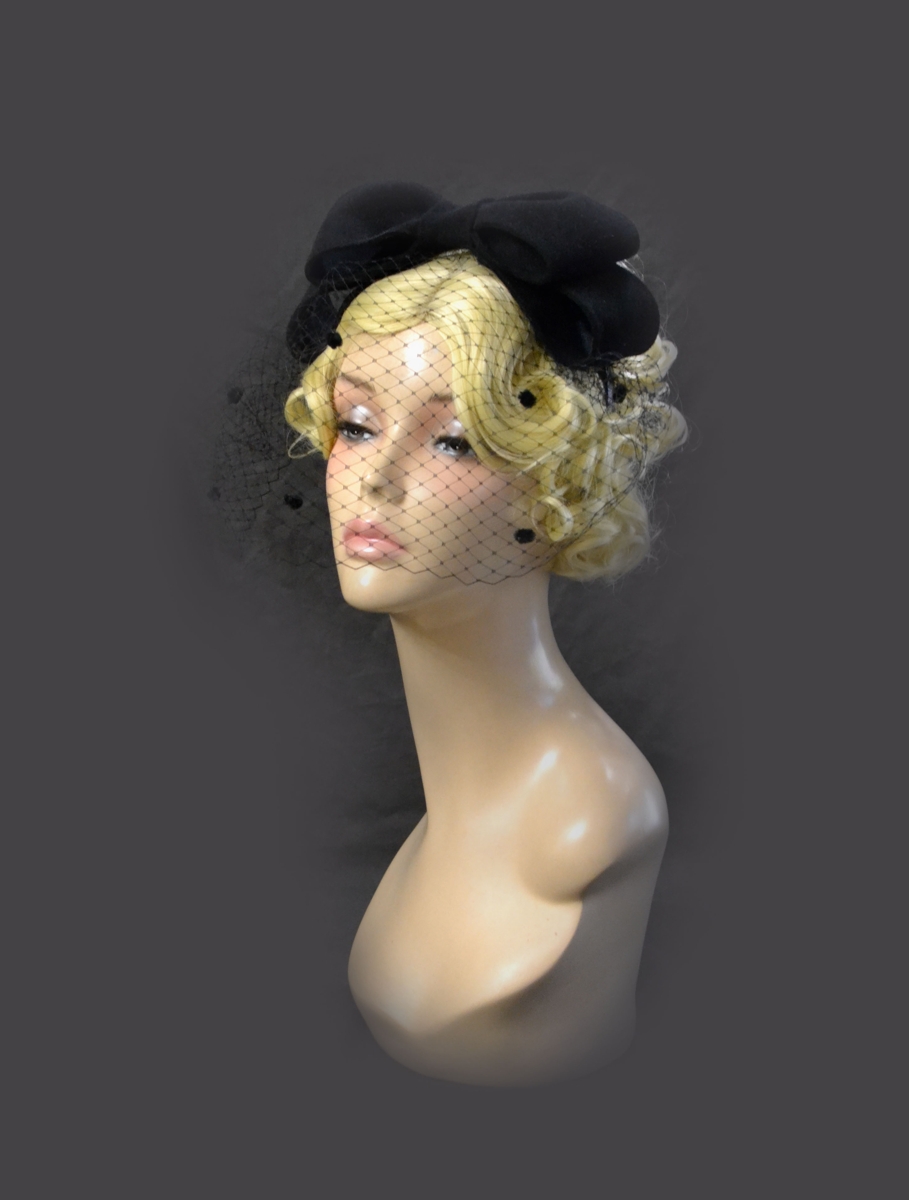 MADE TO ORDER . black fascinator , birdcage fascinator , bla Inspire