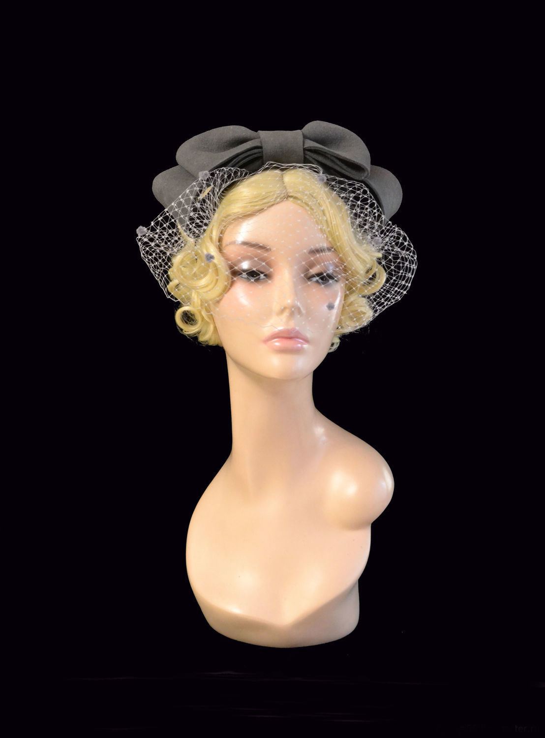 gray fascinator , birdcage fascinator ,gray bow fascinator Inspire Uplift
